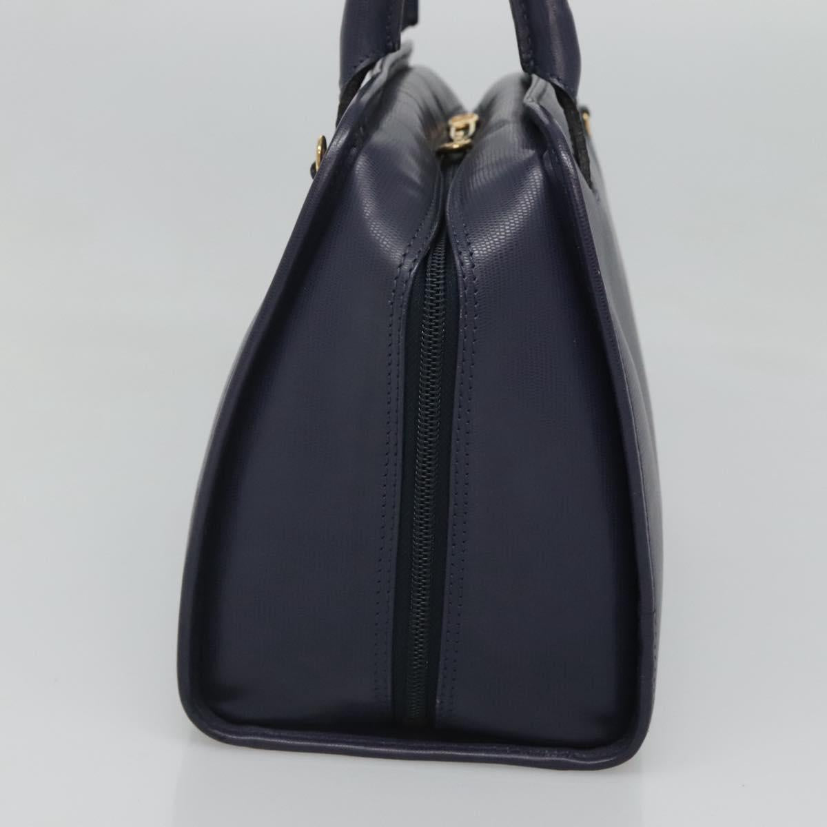 CELINE Hand Bag Leather Blue Gold Auth sw602