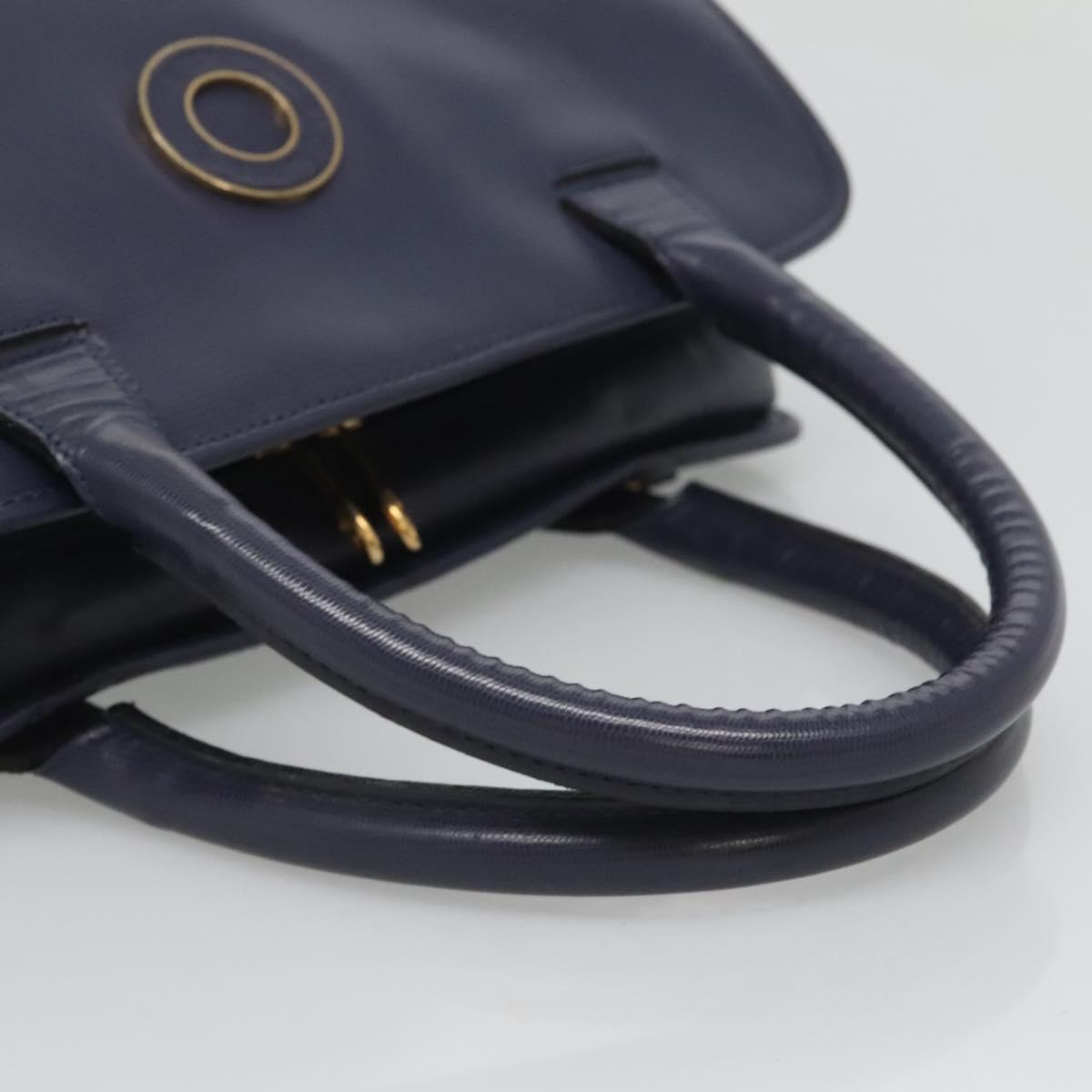 CELINE Hand Bag Leather Blue Gold Auth sw602