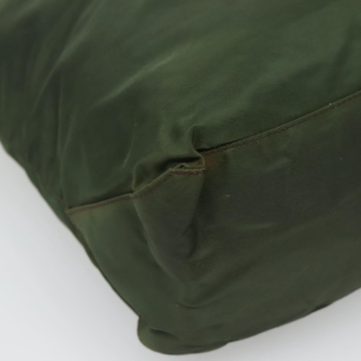 PRADA Shoulder Bag Nylon Khaki Silver Auth sw603