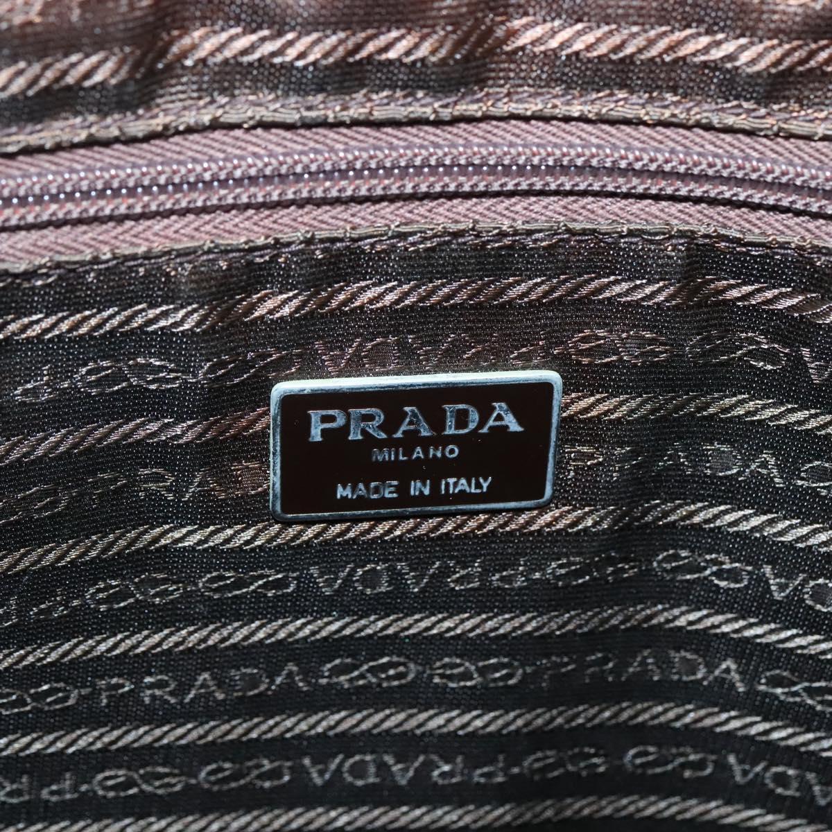 PRADA Shoulder Bag Nylon Khaki Silver Auth sw603