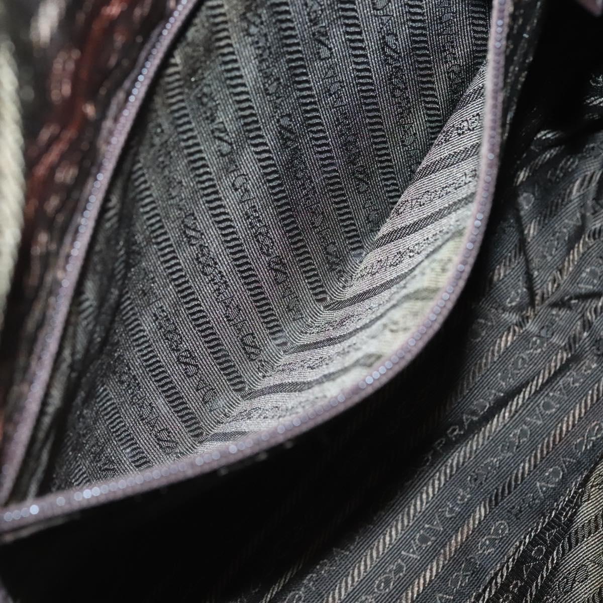 PRADA Shoulder Bag Nylon Khaki Silver Auth sw603