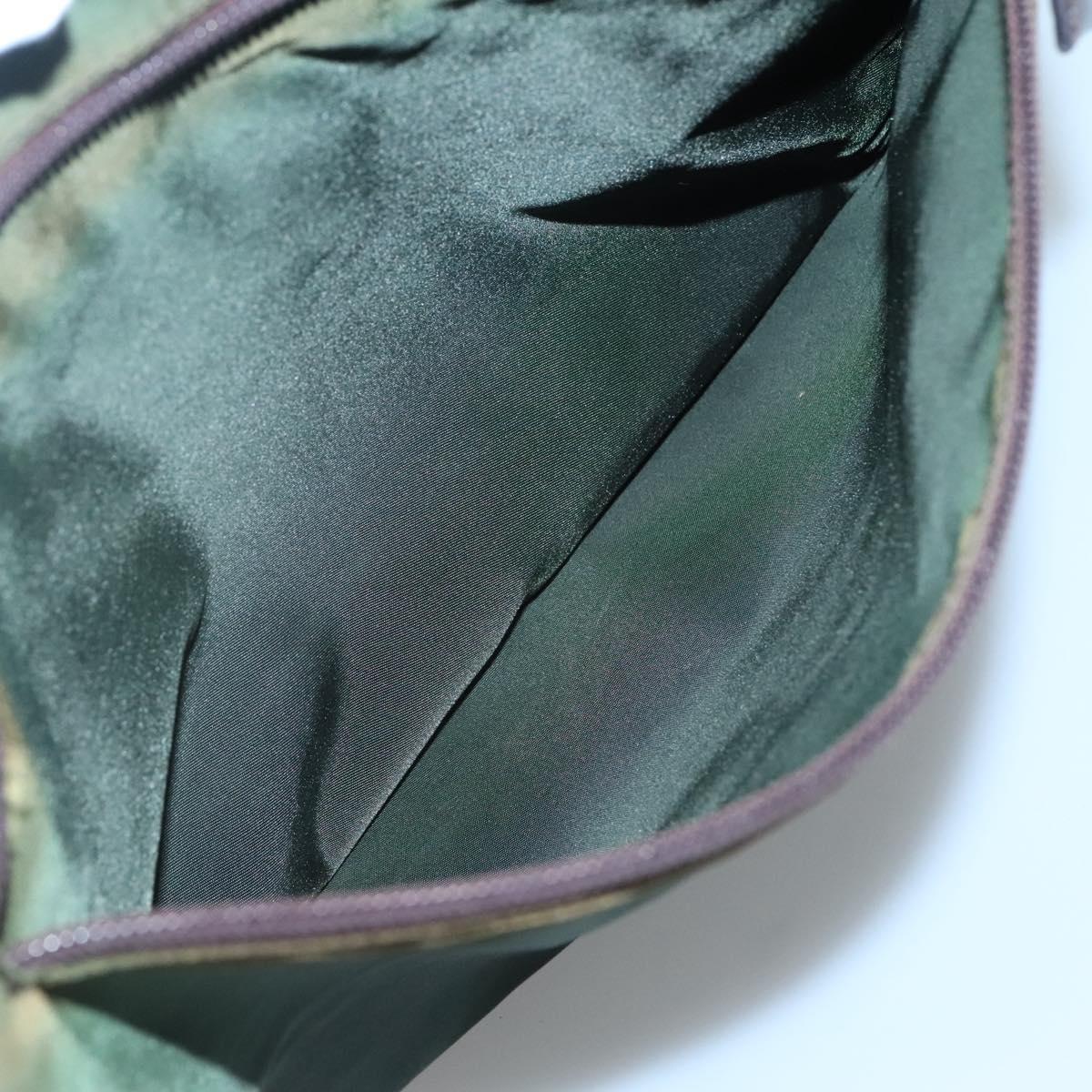 PRADA Shoulder Bag Nylon Khaki Silver Auth sw603