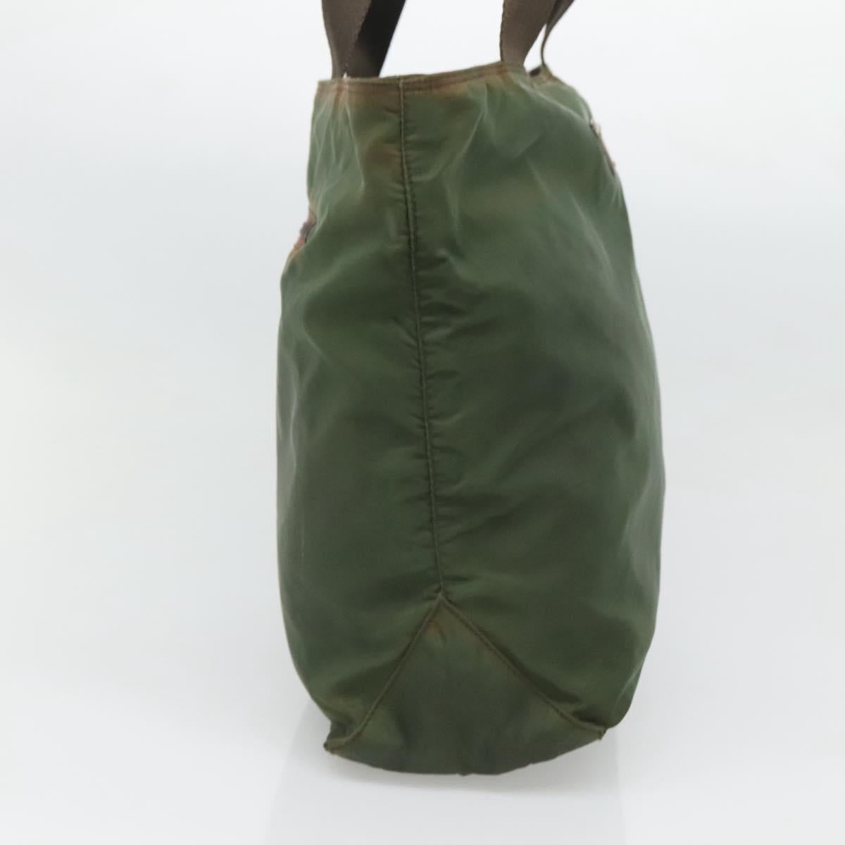 PRADA Shoulder Bag Nylon Khaki Silver Auth sw603