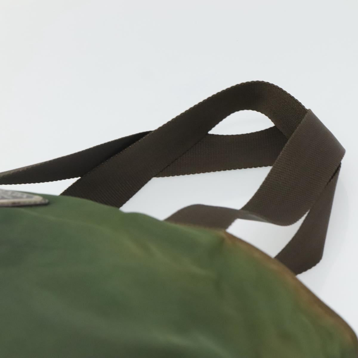 PRADA Shoulder Bag Nylon Khaki Silver Auth sw603