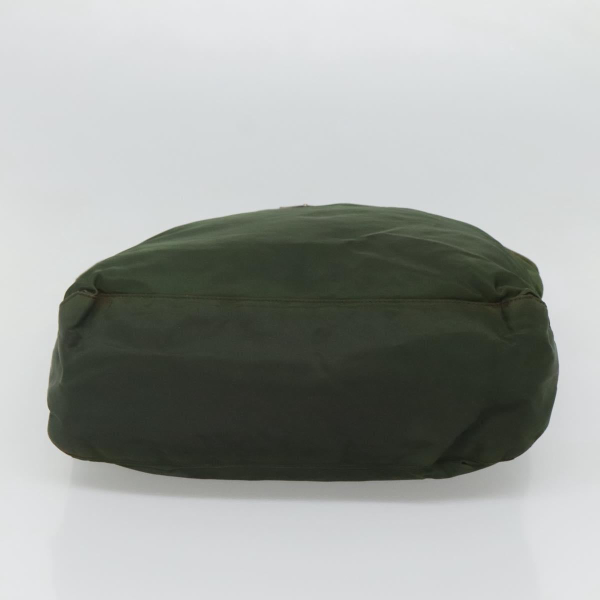 PRADA Shoulder Bag Nylon Khaki Silver Auth sw603