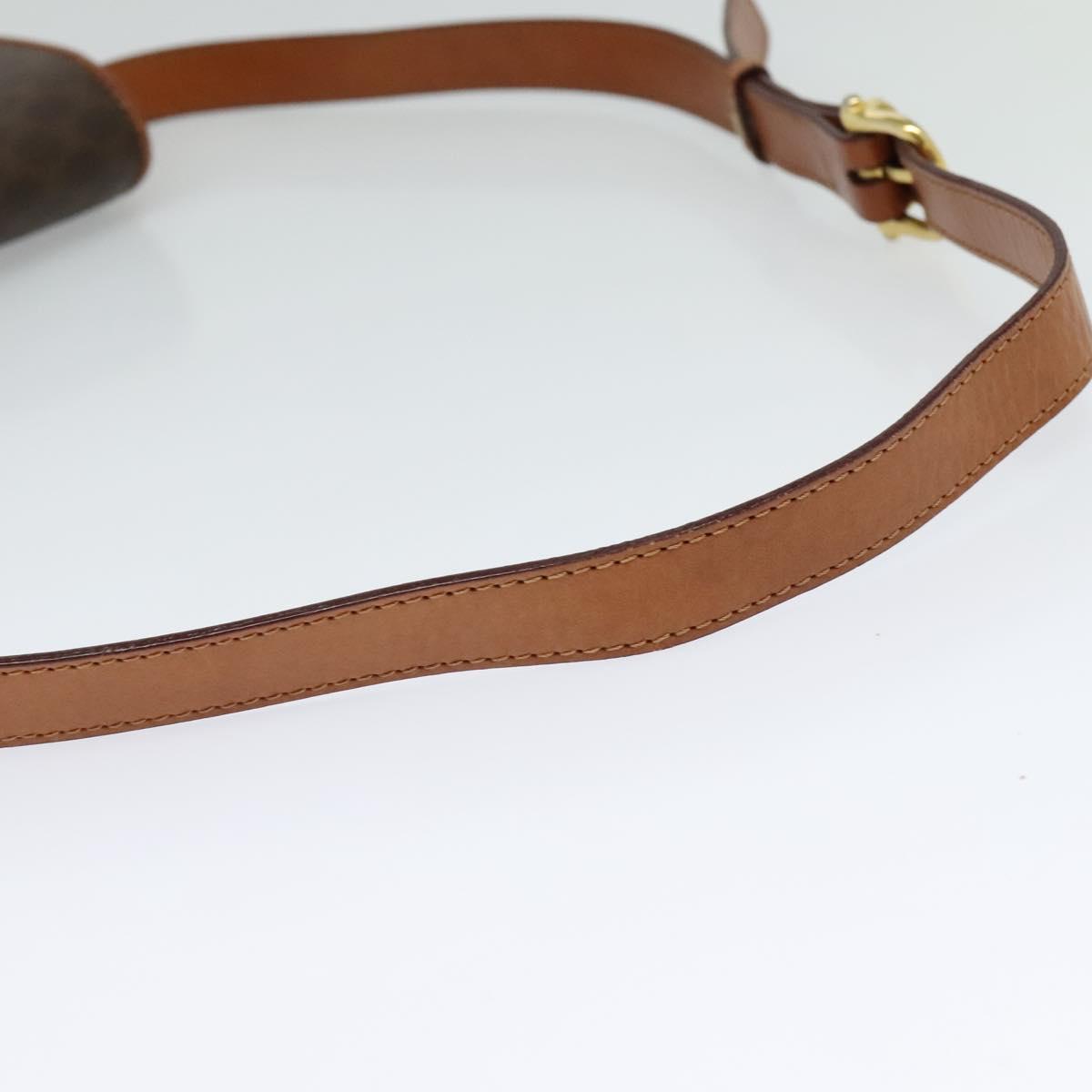 CELINE Macadam Canvas Shoulder Bag PVC Leather Brown Gold Auth sw616