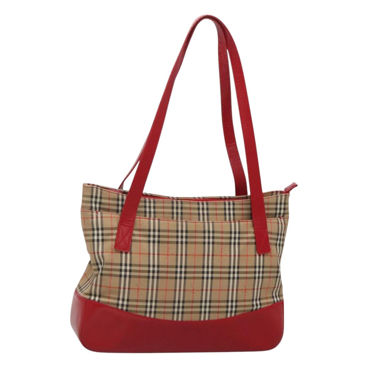 Burberrys Nova Check Shoulder Bag Canvas Beige Gold Auth sw618