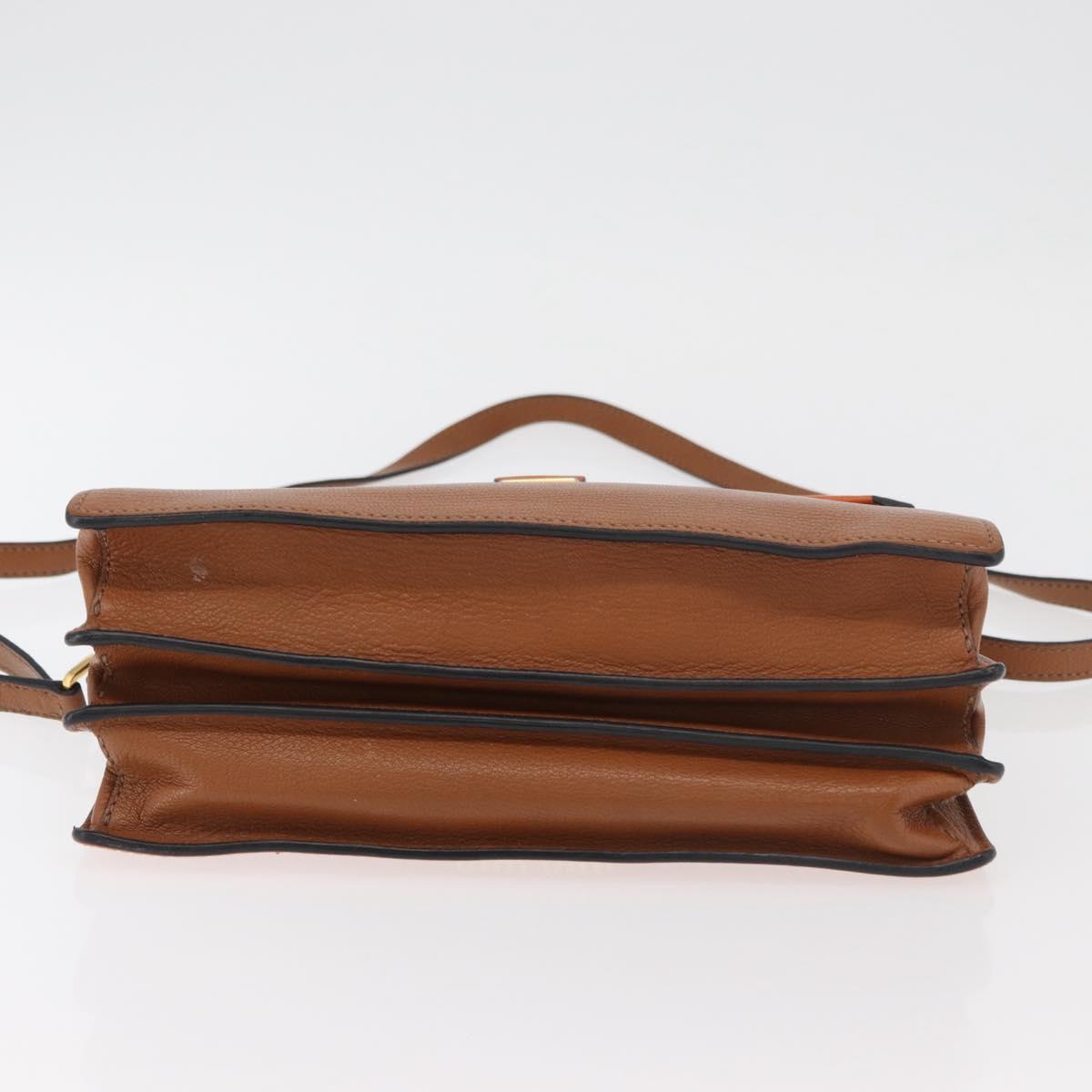 Miu Miu Shoulder Bag Leather Orange Gold Auth sw621