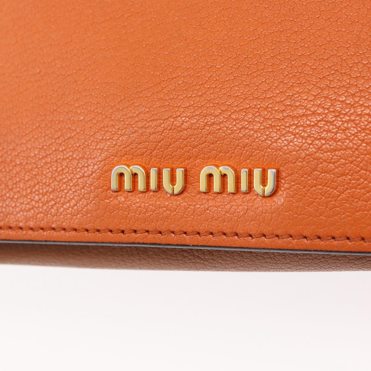 Miu Miu Shoulder Bag Leather Orange Gold Auth sw621