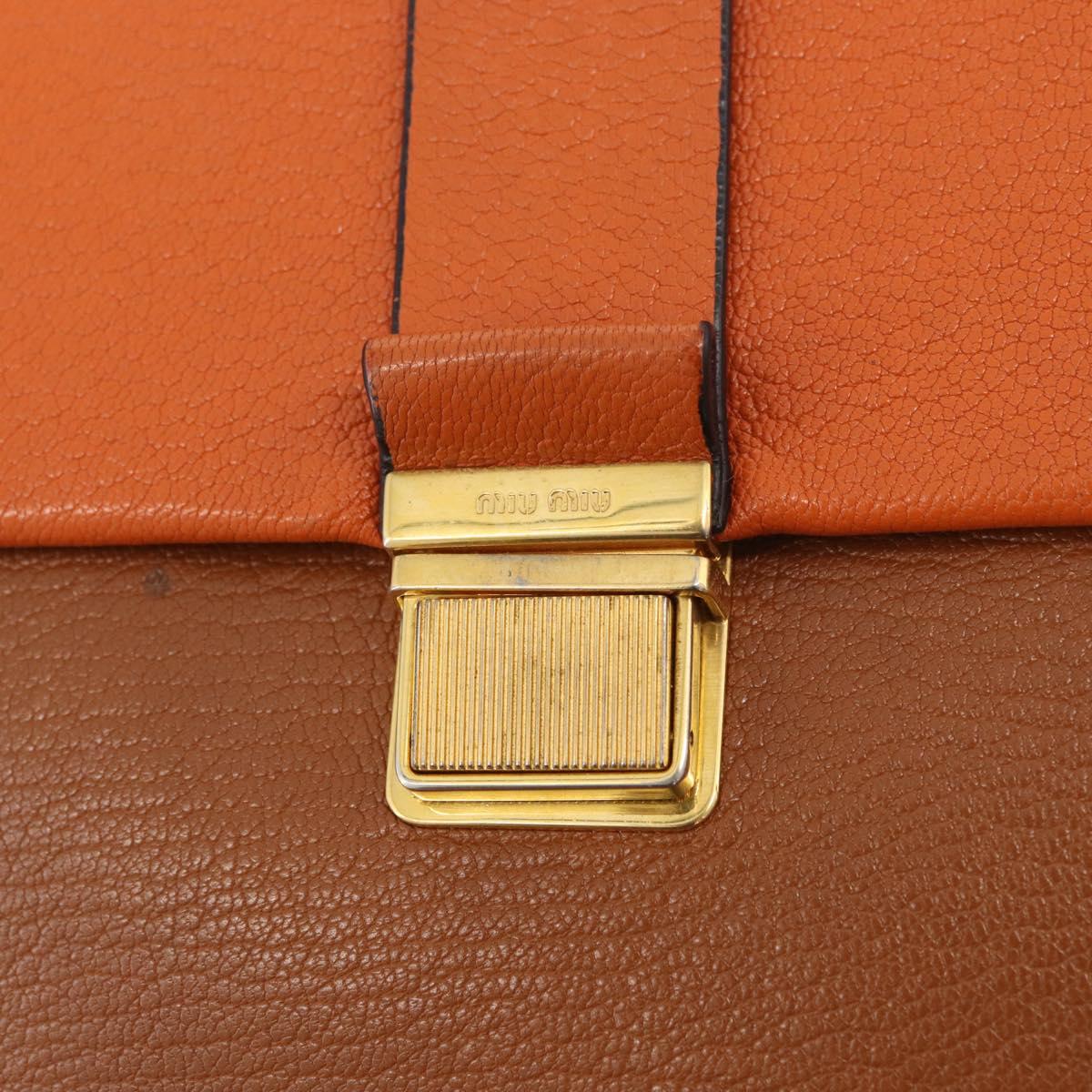 Miu Miu Shoulder Bag Leather Orange Gold Auth sw621