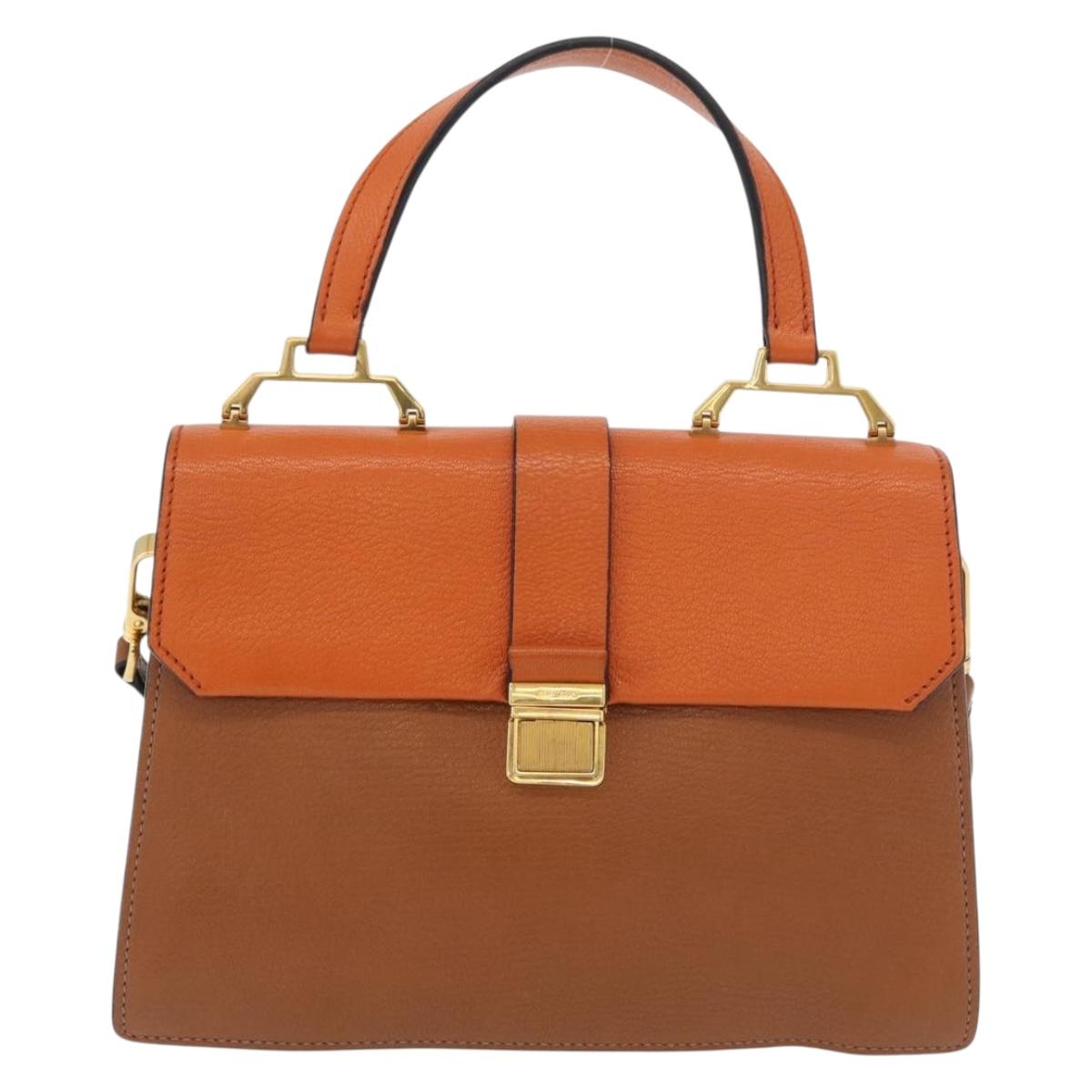 Miu Miu Shoulder Bag Leather Orange Gold Auth sw621