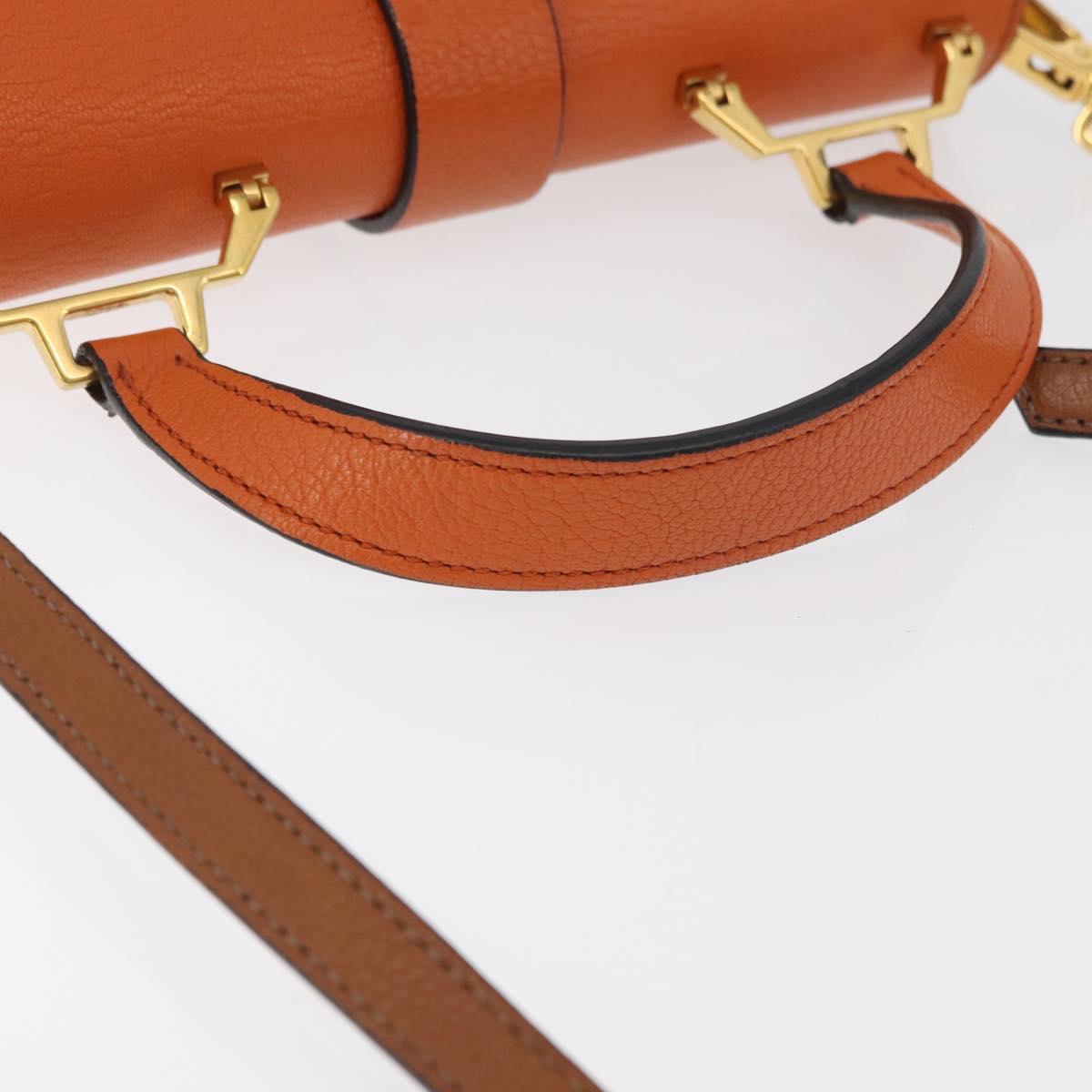 Miu Miu Shoulder Bag Leather Orange Gold Auth sw621