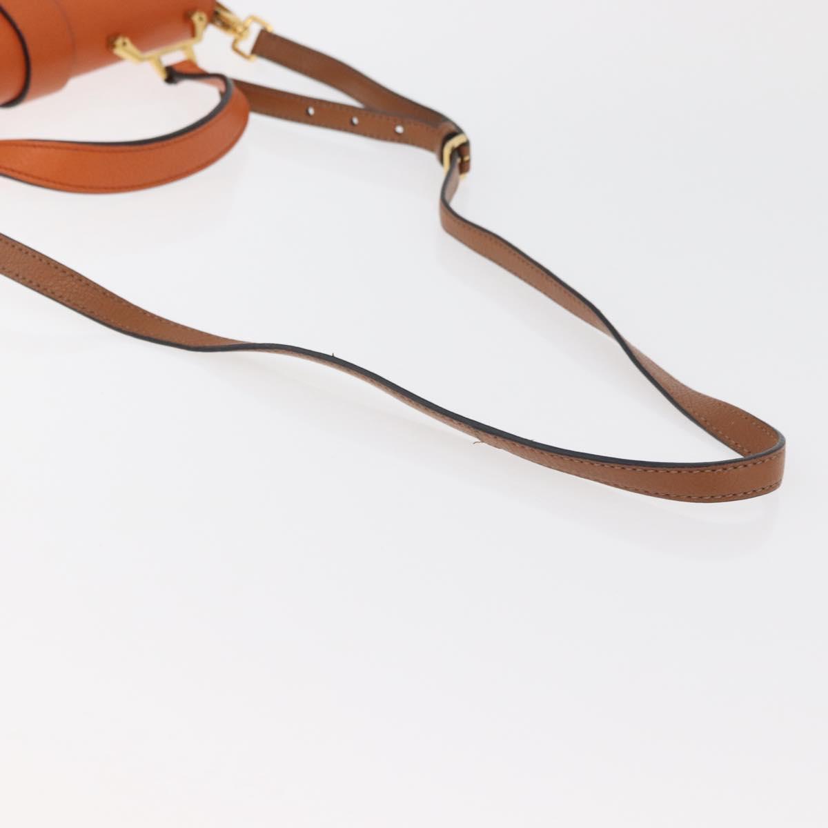 Miu Miu Shoulder Bag Leather Orange Gold Auth sw621