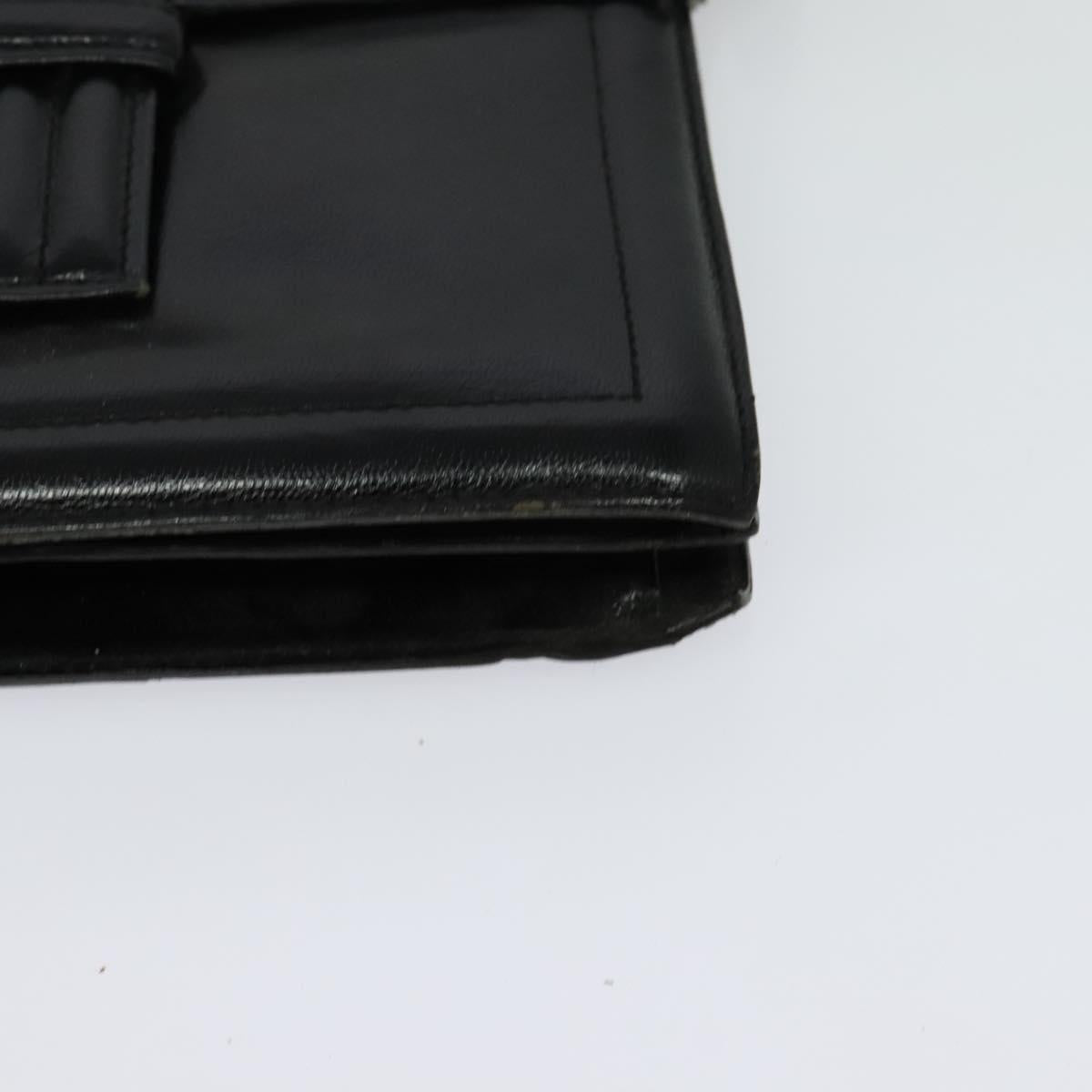 SAINT LAURENT Shoulder Bag Leather Black Silver Auth sw623