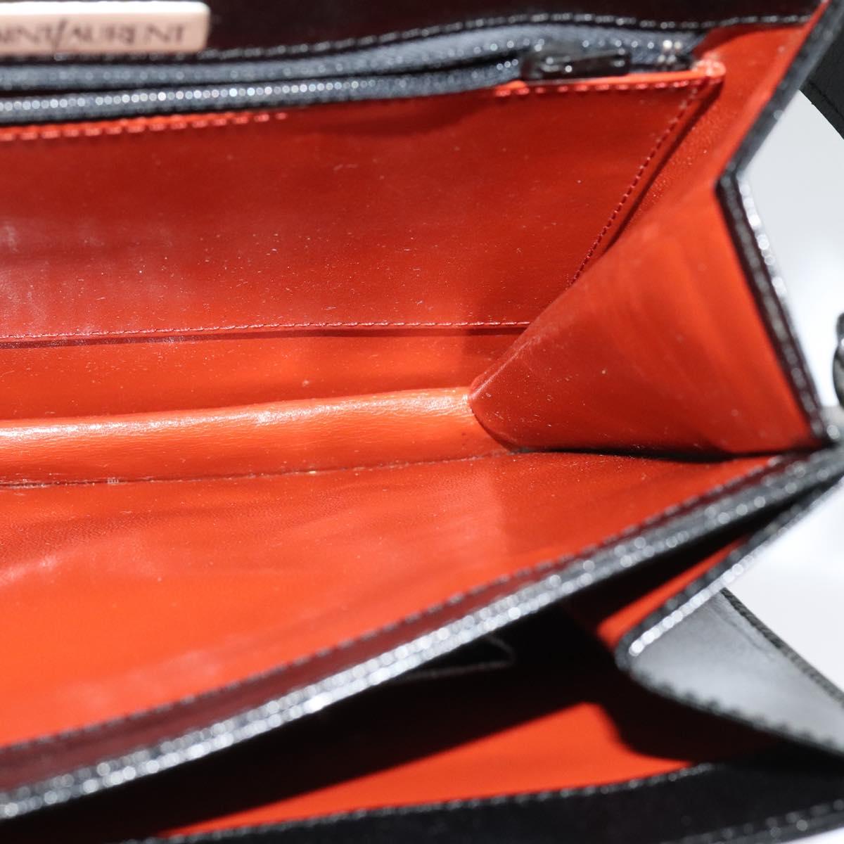 SAINT LAURENT Shoulder Bag Leather Black Silver Auth sw623