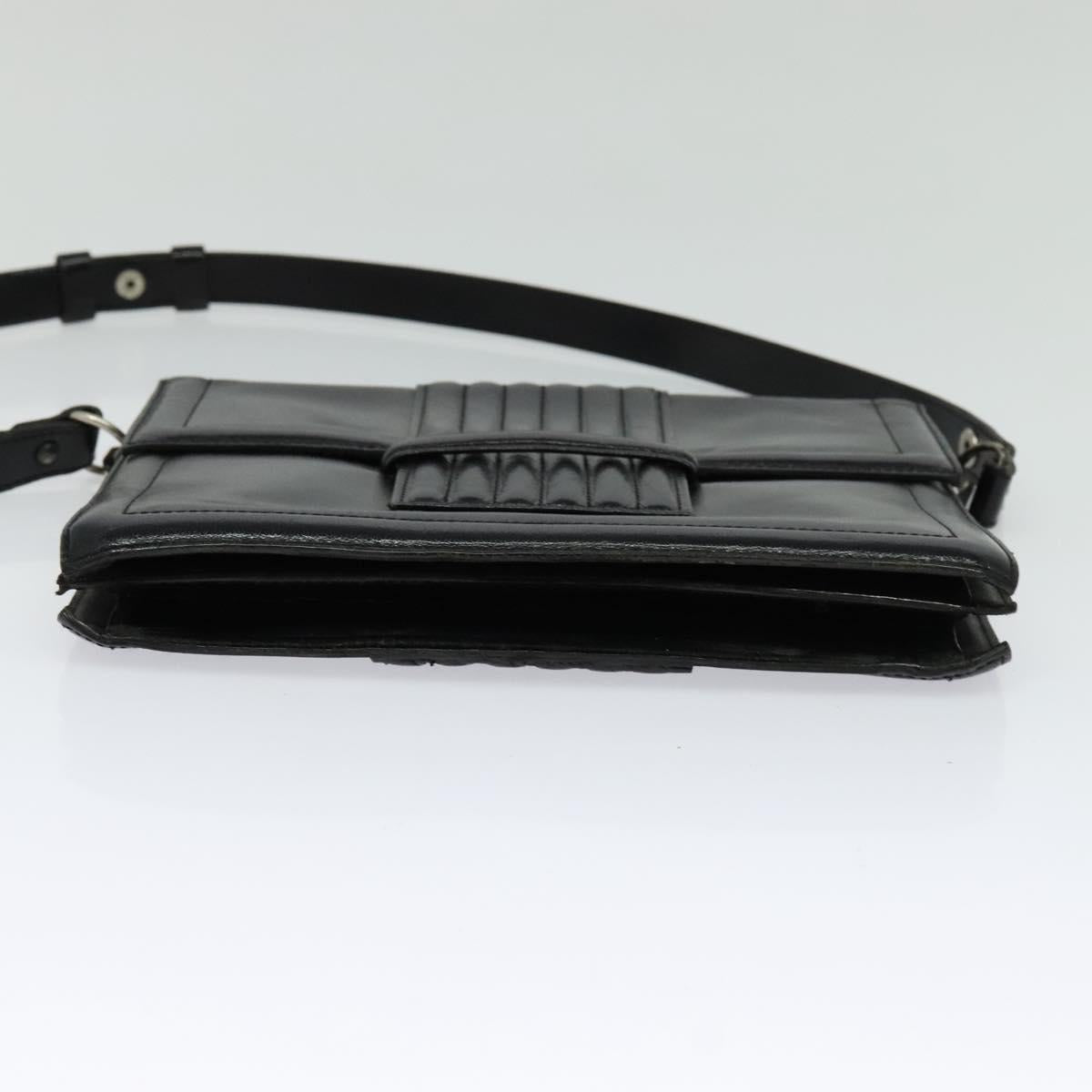 SAINT LAURENT Shoulder Bag Leather Black Silver Auth sw623