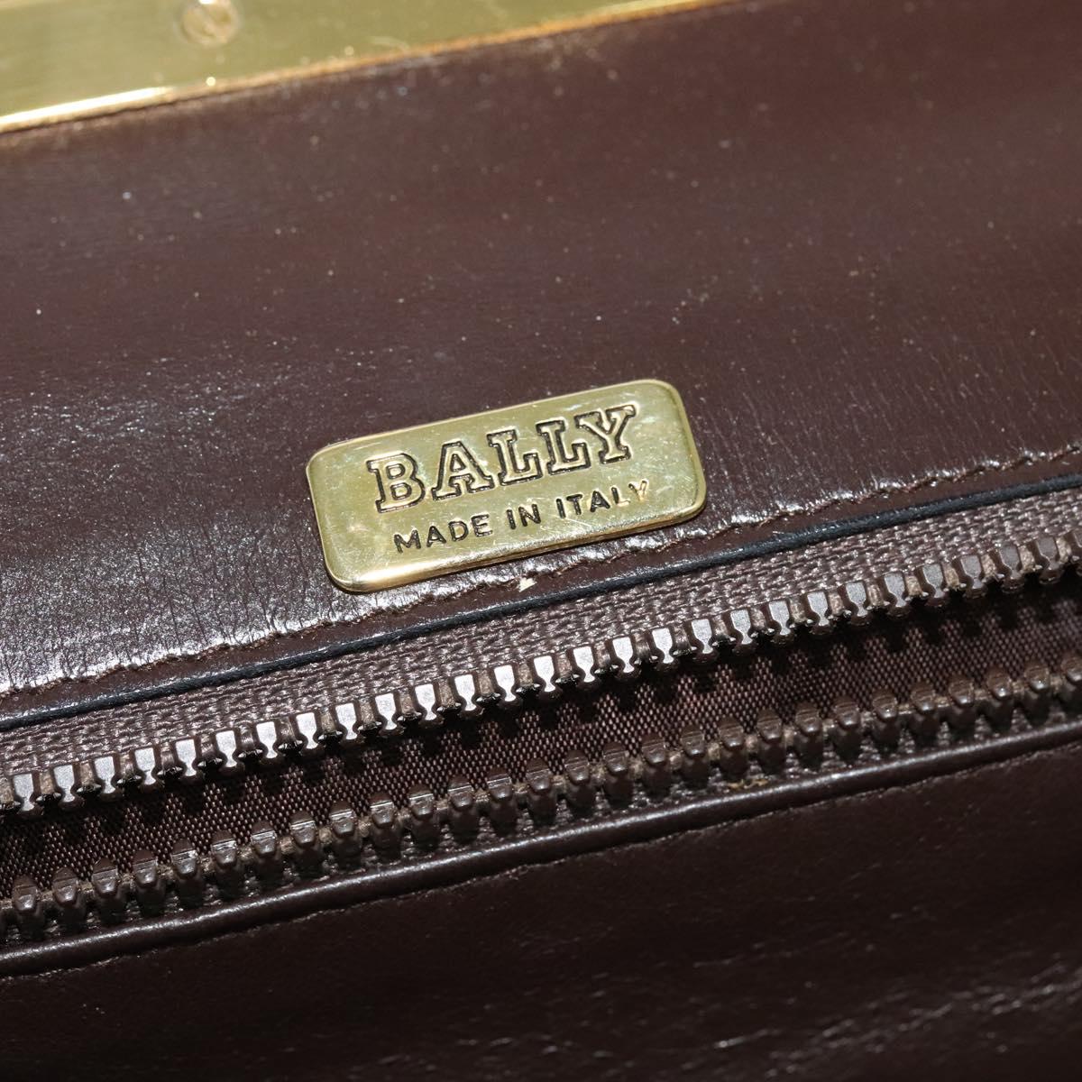 BALLY Shoulder Bag Leather Brown Gold Auth sw625