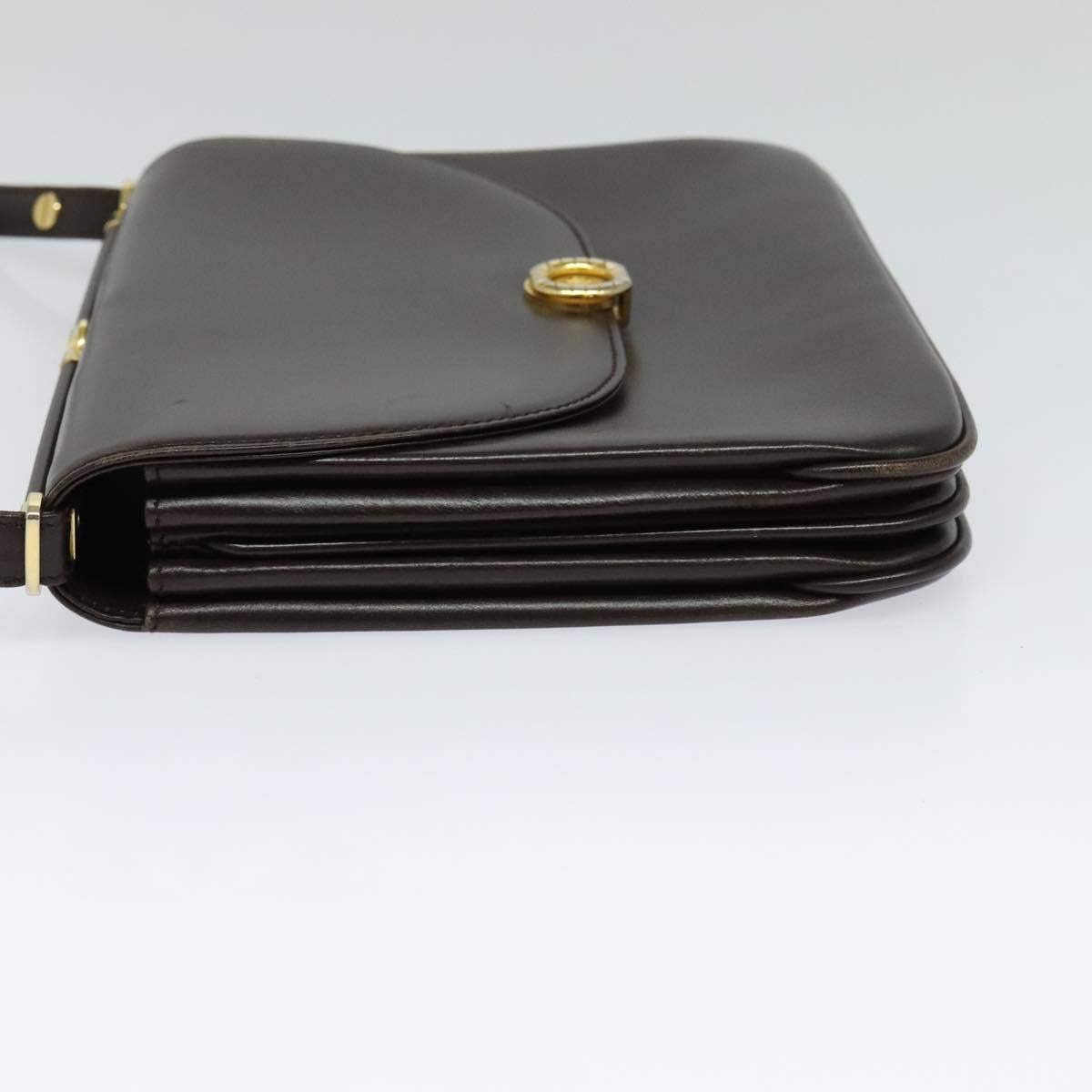 BALLY Shoulder Bag Leather Brown Gold Auth sw625