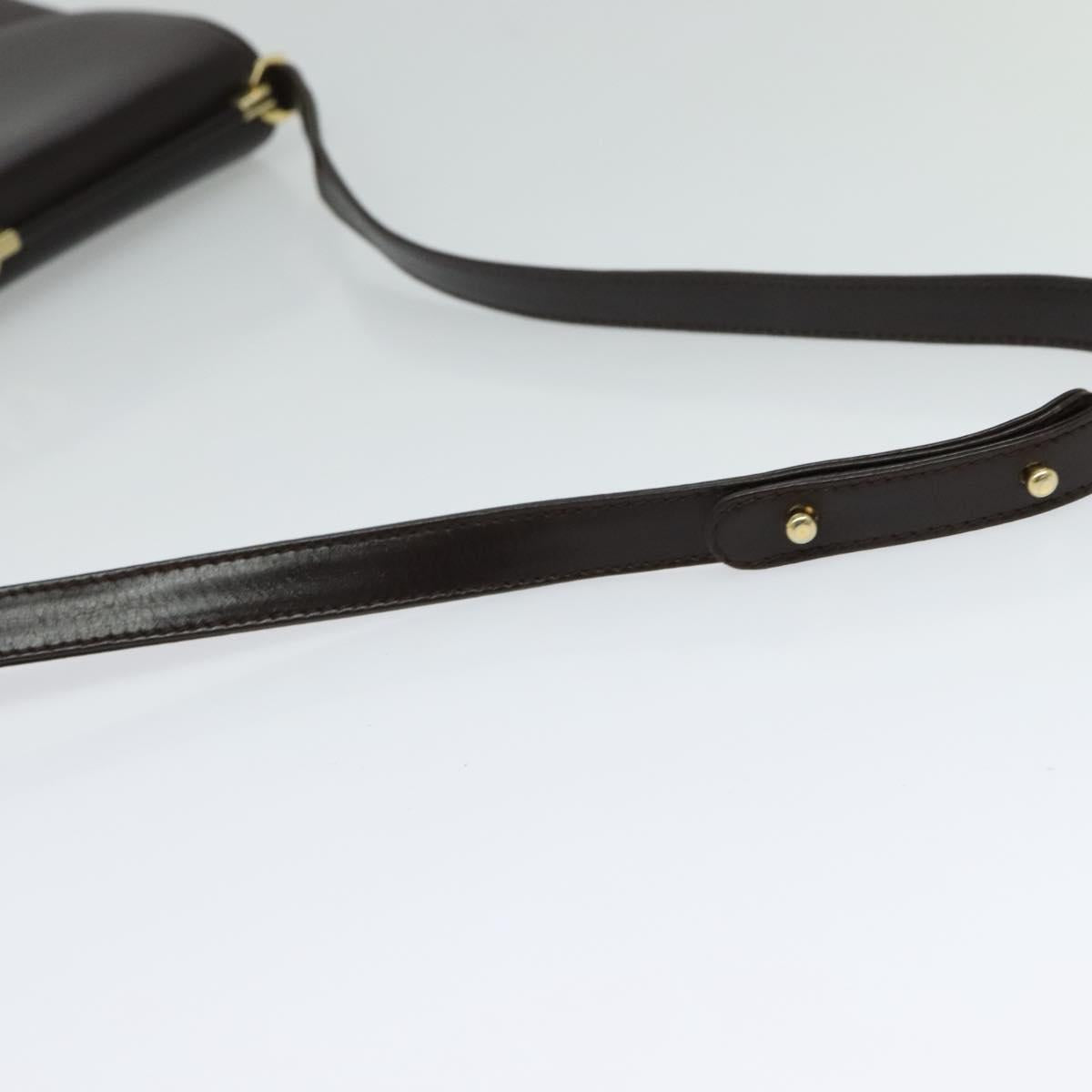 BALLY Shoulder Bag Leather Brown Gold Auth sw625