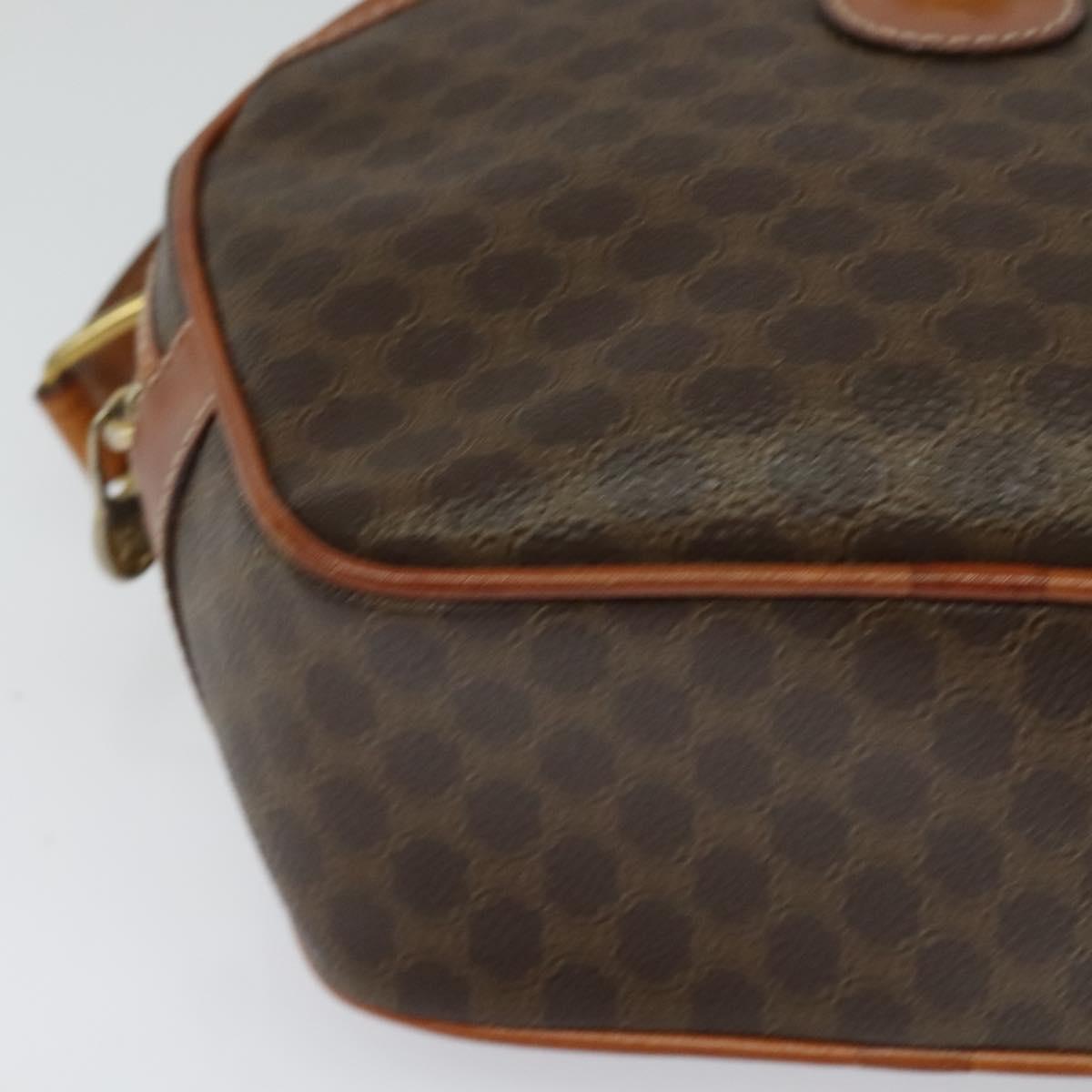 CELINE Macadam Canvas Shoulder Bag PVC Leather Brown Gold Auth sw634
