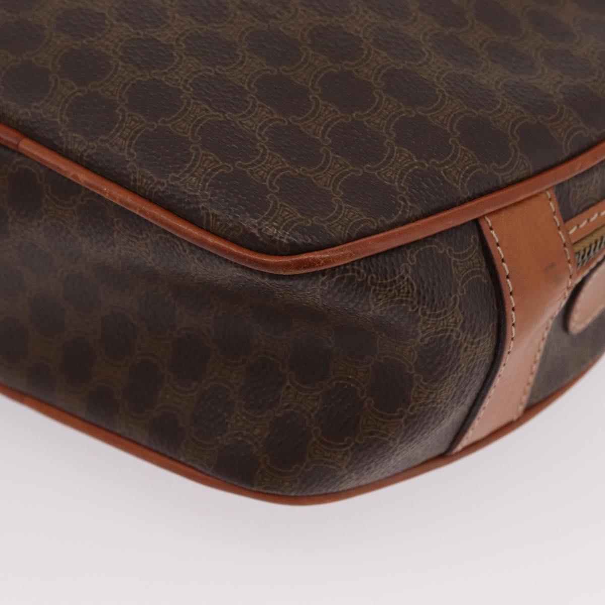 CELINE Macadam Canvas Shoulder Bag PVC Leather Brown Gold Auth sw634