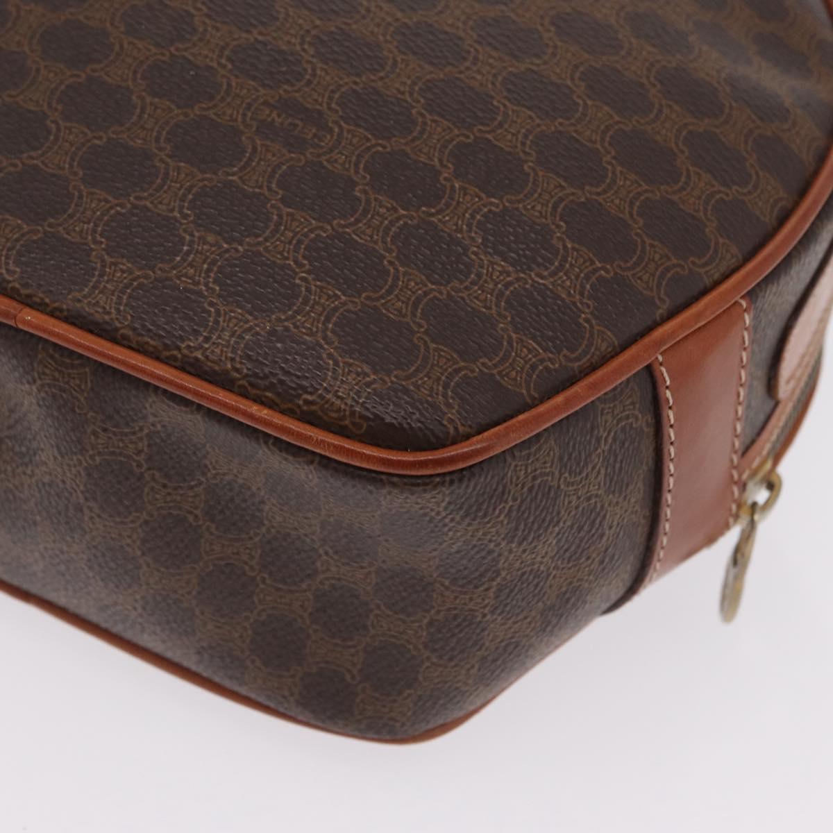 CELINE Macadam Canvas Shoulder Bag PVC Leather Brown Gold Auth sw634
