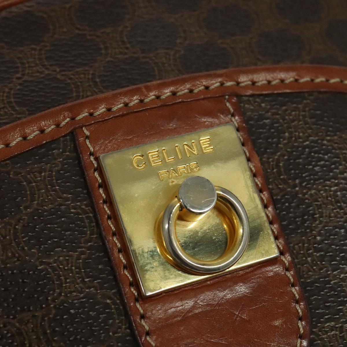 CELINE Macadam Canvas Shoulder Bag PVC Leather Brown Gold Auth sw634