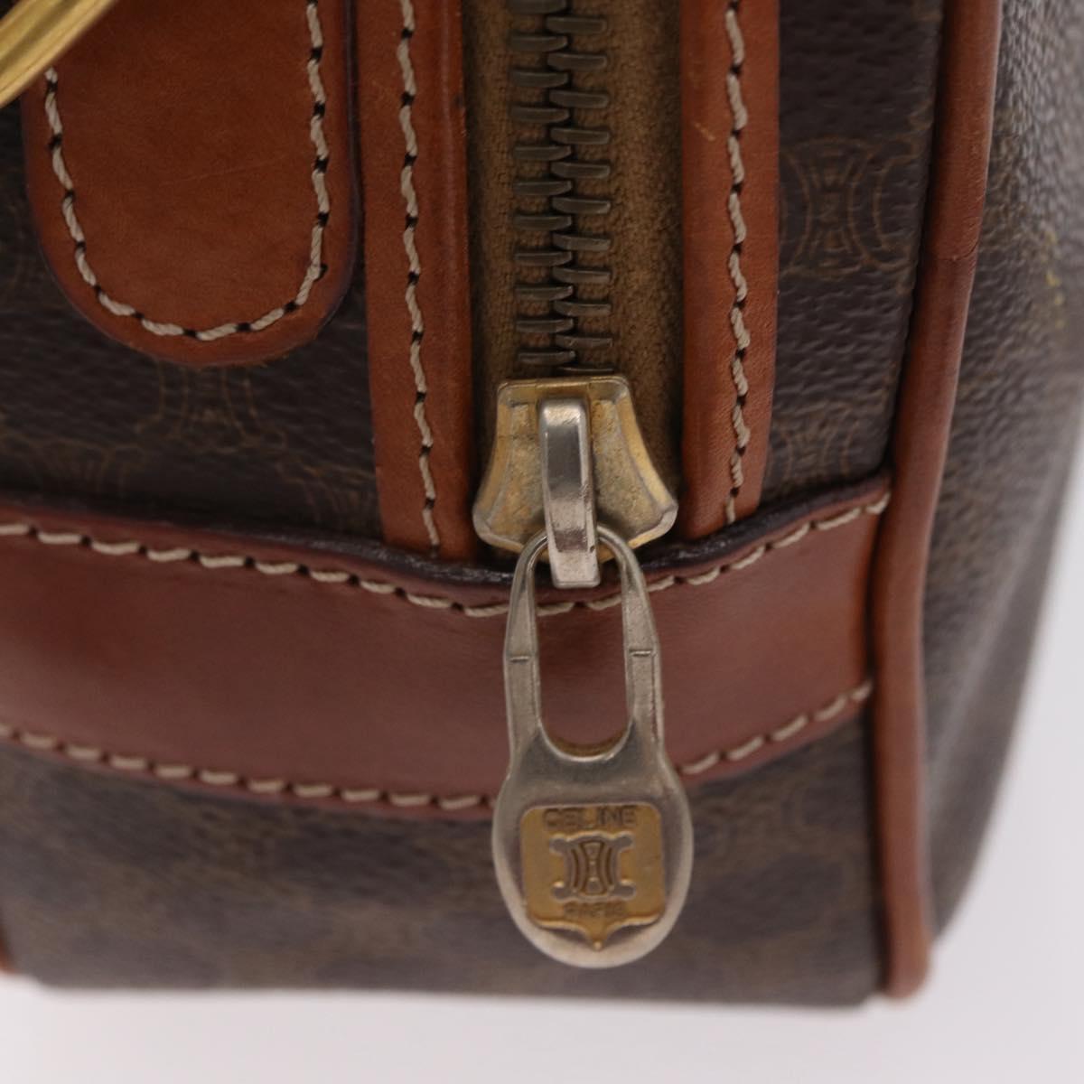 CELINE Macadam Canvas Shoulder Bag PVC Leather Brown Gold Auth sw634
