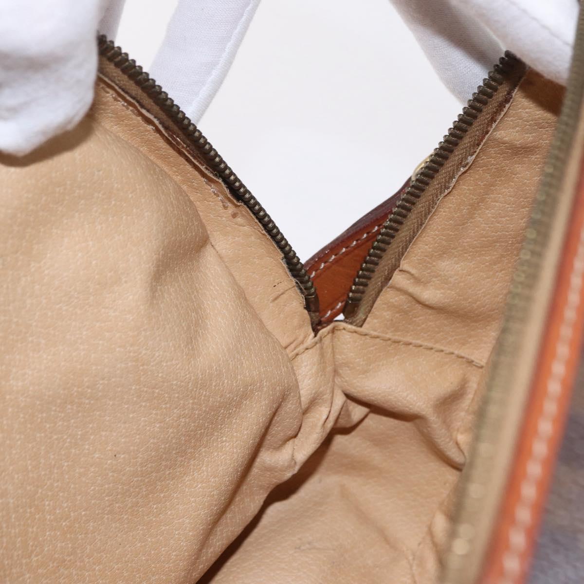 CELINE Macadam Canvas Shoulder Bag PVC Leather Brown Gold Auth sw634