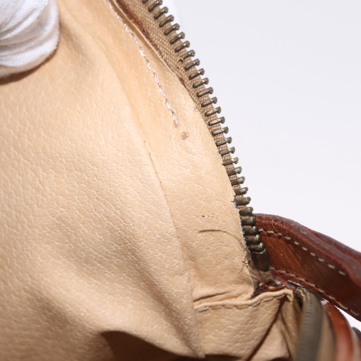 CELINE Macadam Canvas Shoulder Bag PVC Leather Brown Gold Auth sw634