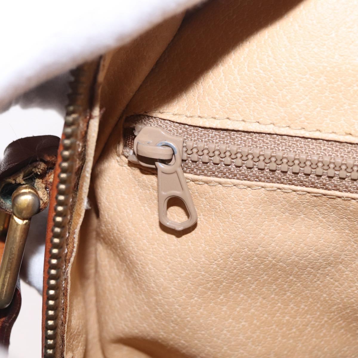 CELINE Macadam Canvas Shoulder Bag PVC Leather Brown Gold Auth sw634
