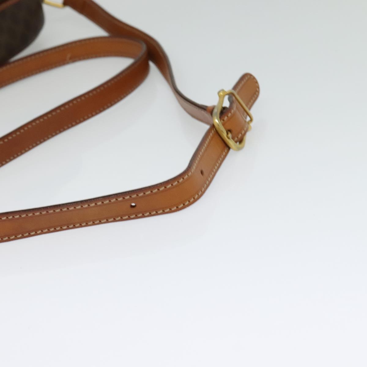 CELINE Macadam Canvas Shoulder Bag PVC Leather Brown Gold Auth sw634