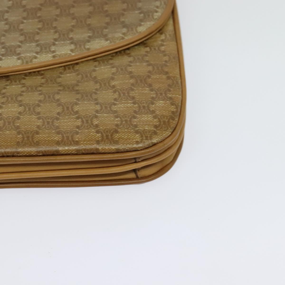 CELINE Macadam Canvas Shoulder Bag PVC Beige Gold Auth sw637