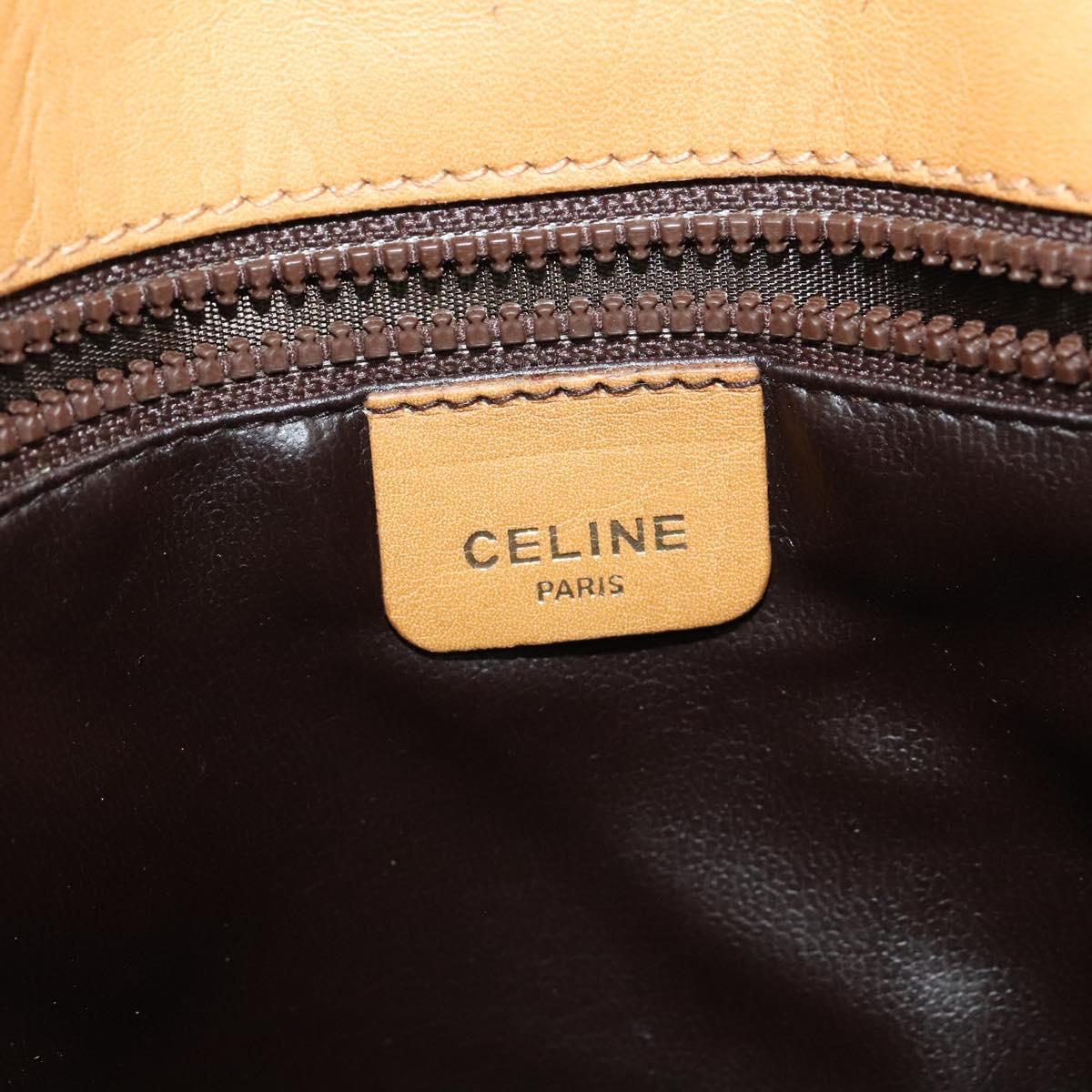 CELINE Macadam Canvas Shoulder Bag PVC Beige Gold Auth sw637