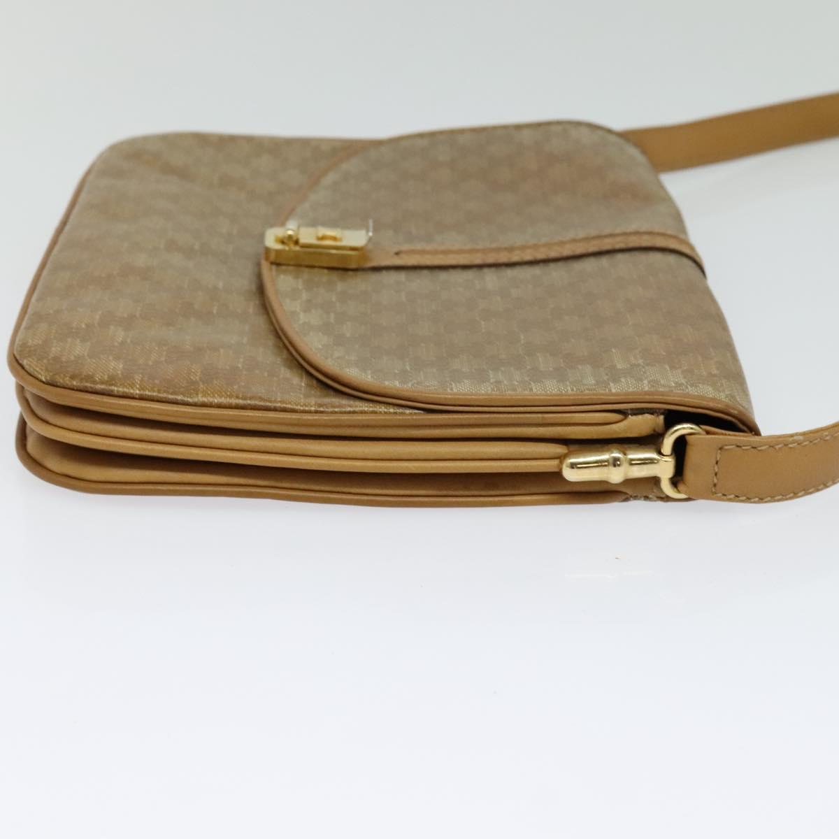 CELINE Macadam Canvas Shoulder Bag PVC Beige Gold Auth sw637