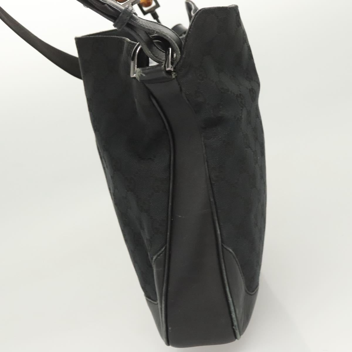 GUCCI GG Canvas Bamboo Hand Bag 2way Black Silver 001 4095 Auth sw640