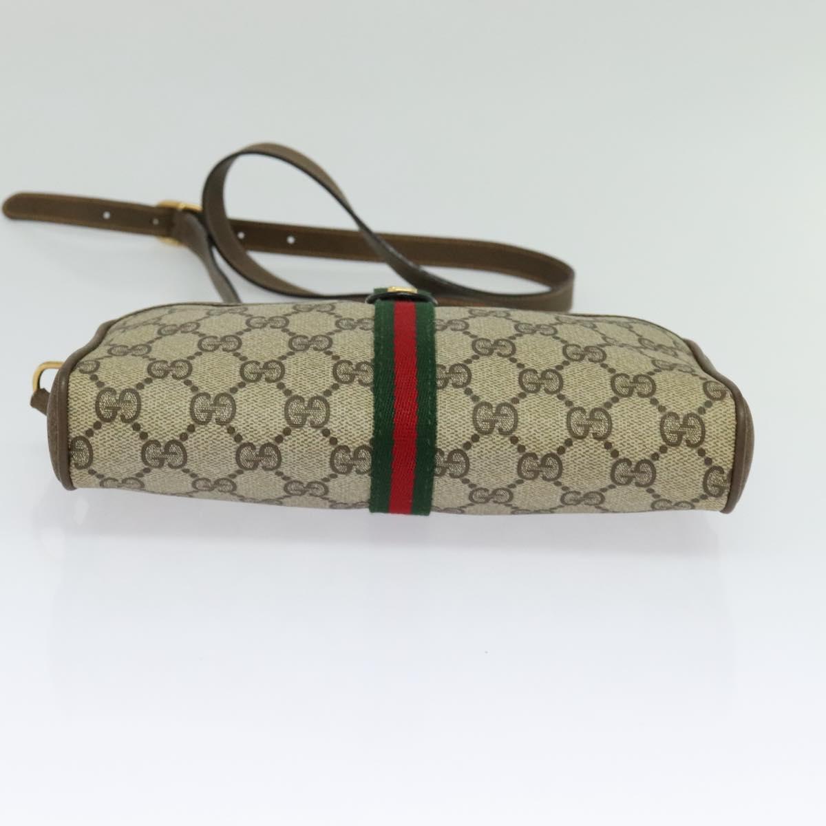 GUCCI GG Supreme Web Sherry Line Bag PVC Beige Gold 10 02 055 Auth sw642