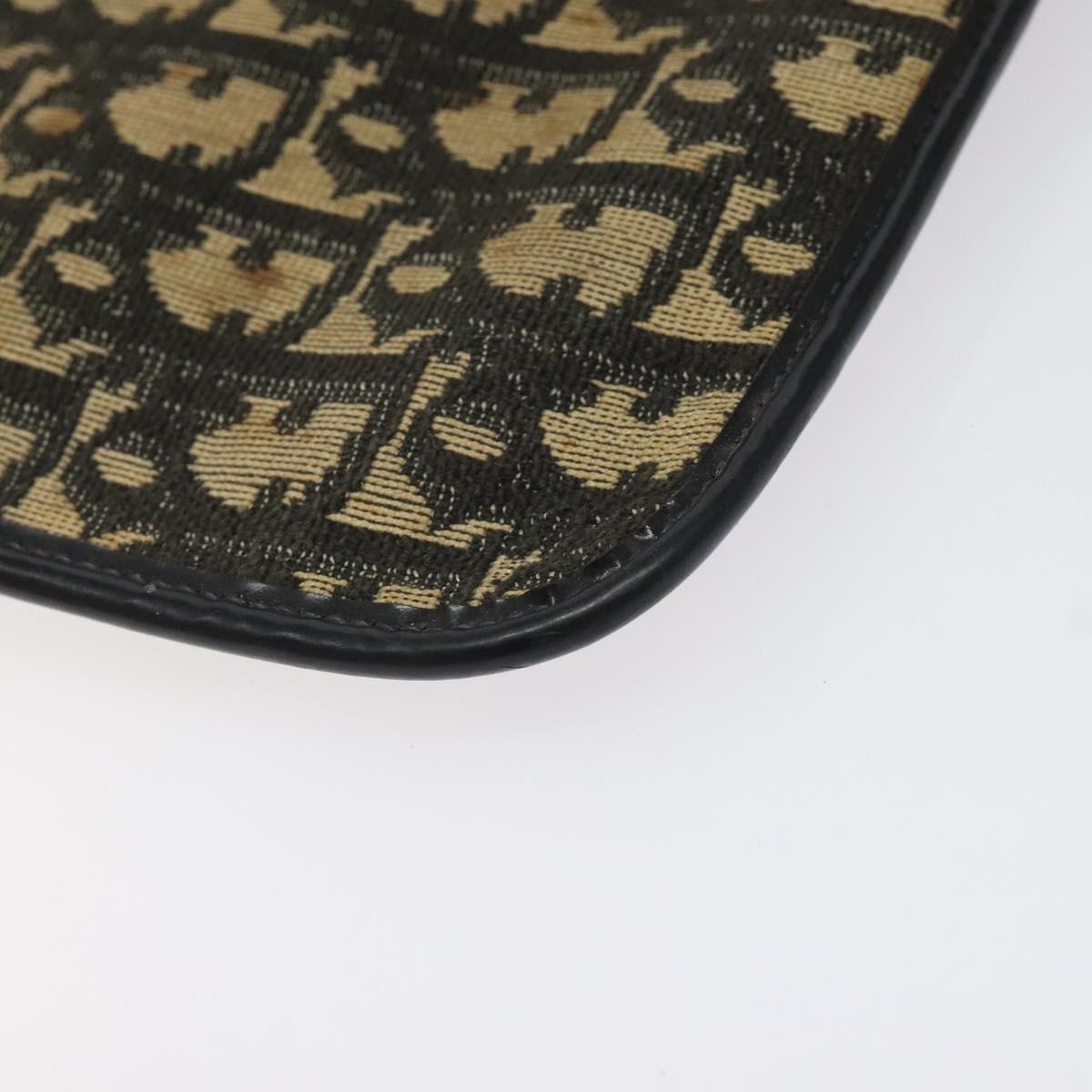 Christian Dior Trotter Canvas Clutch Bag Navy Gold Auth sw646