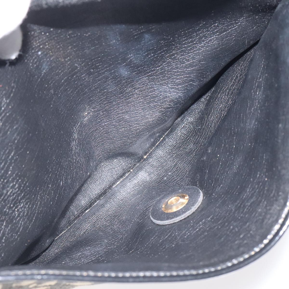 Christian Dior Trotter Canvas Clutch Bag Navy Gold Auth sw646