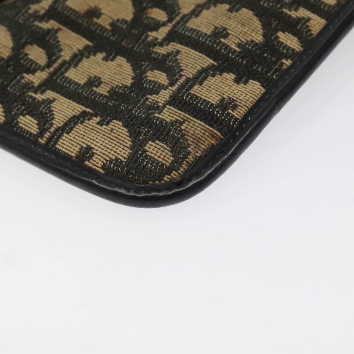 Christian Dior Trotter Canvas Clutch Bag Navy Gold Auth sw646