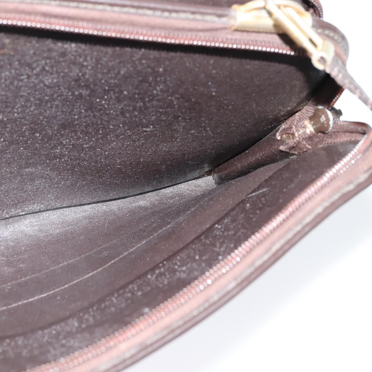 Christian Dior Trotter Canvas Shoulder Bag Brown Gold Auth sw647