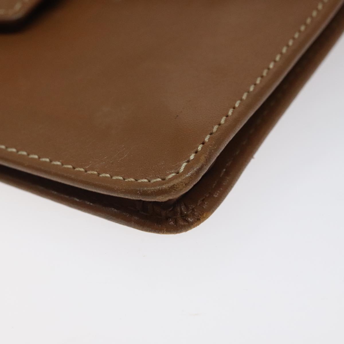 Christian Dior Hand Bag Leather Brown Gold Auth sw648