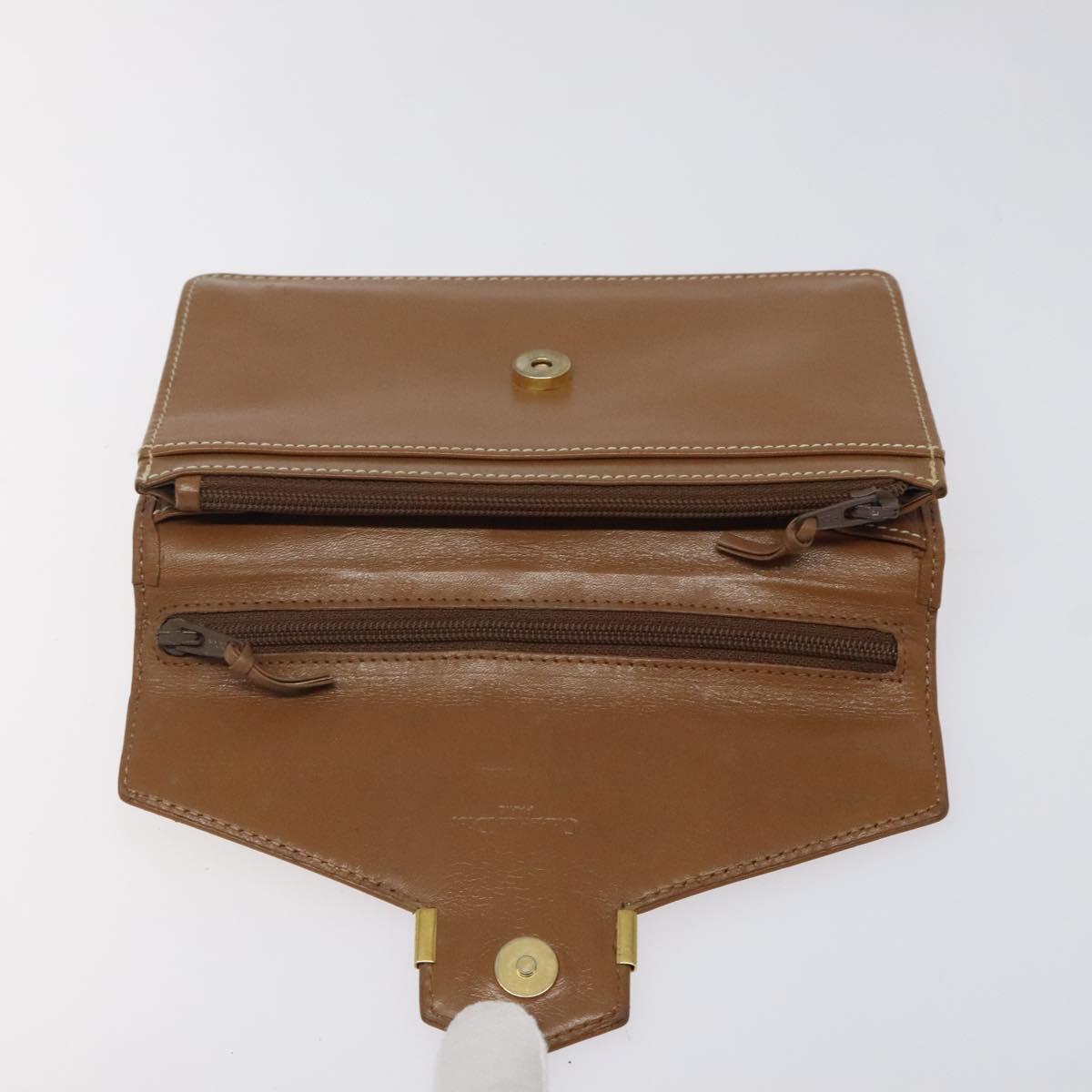 Christian Dior Hand Bag Leather Brown Gold Auth sw648