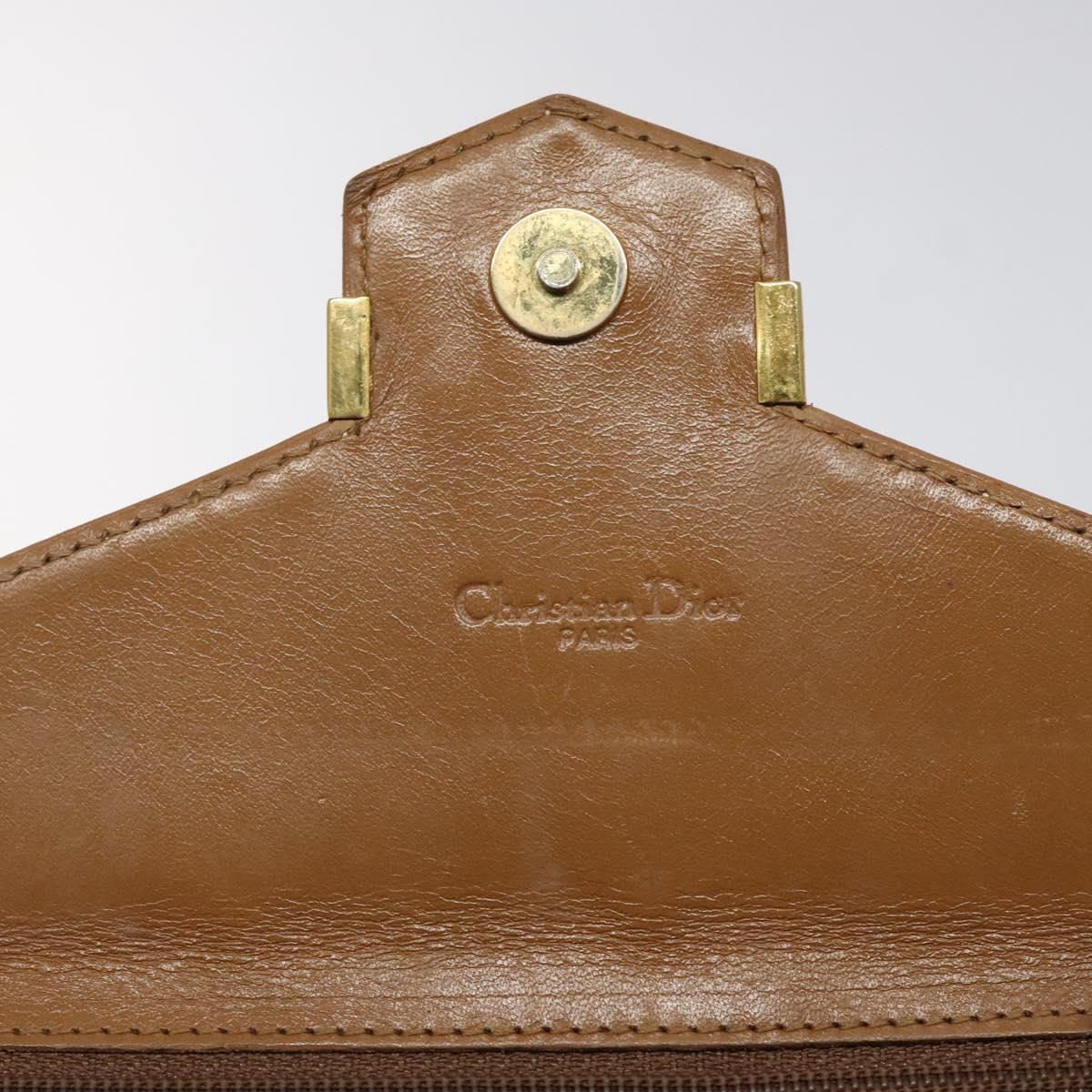 Christian Dior Hand Bag Leather Brown Gold Auth sw648