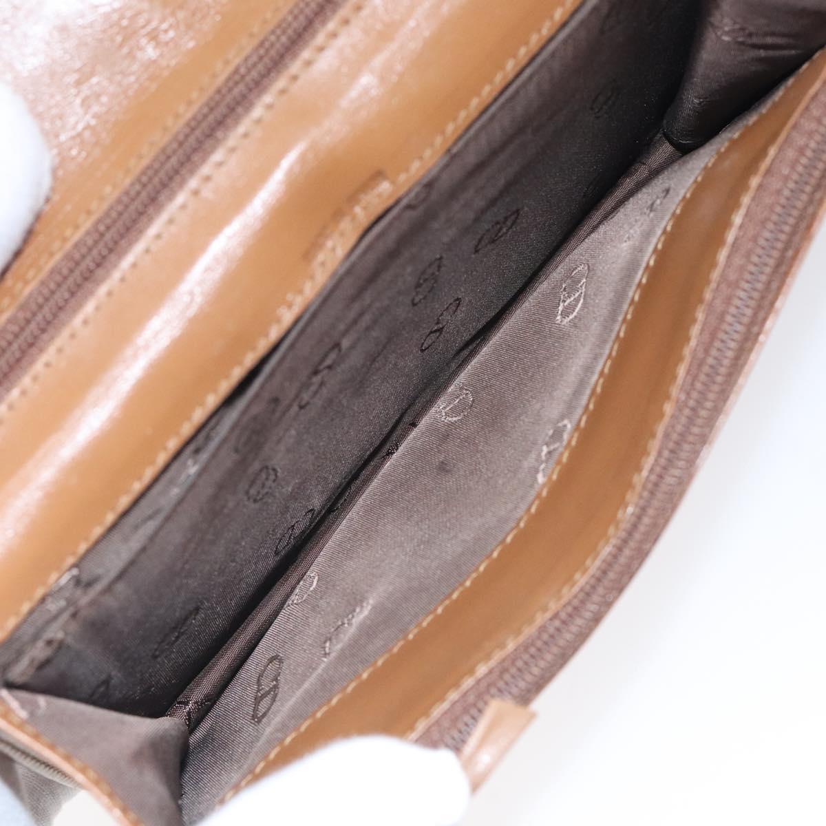 Christian Dior Hand Bag Leather Brown Gold Auth sw648