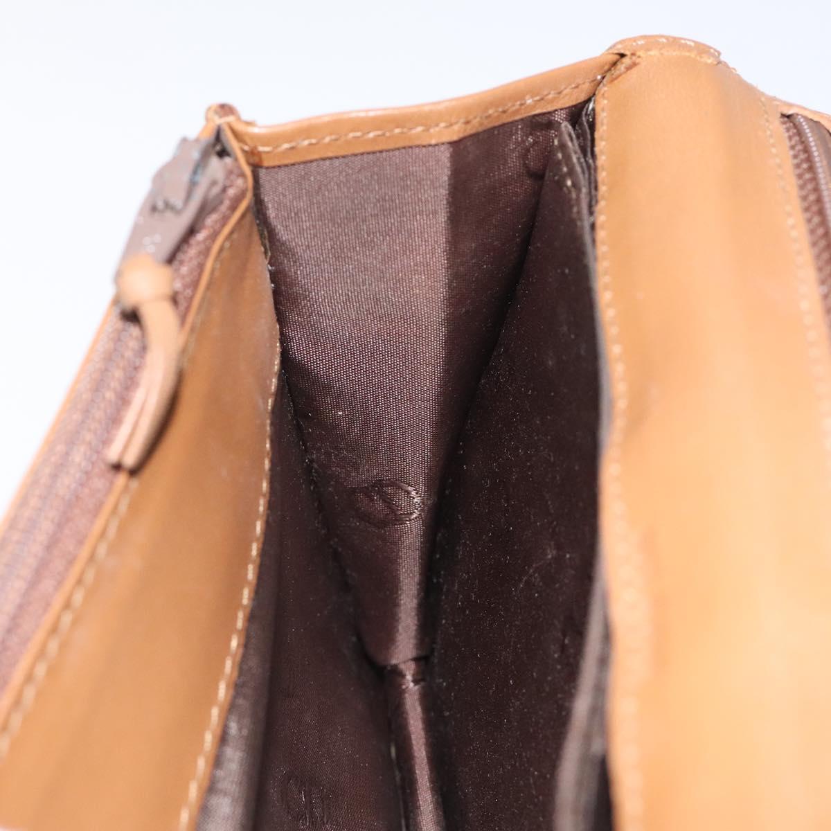 Christian Dior Hand Bag Leather Brown Gold Auth sw648