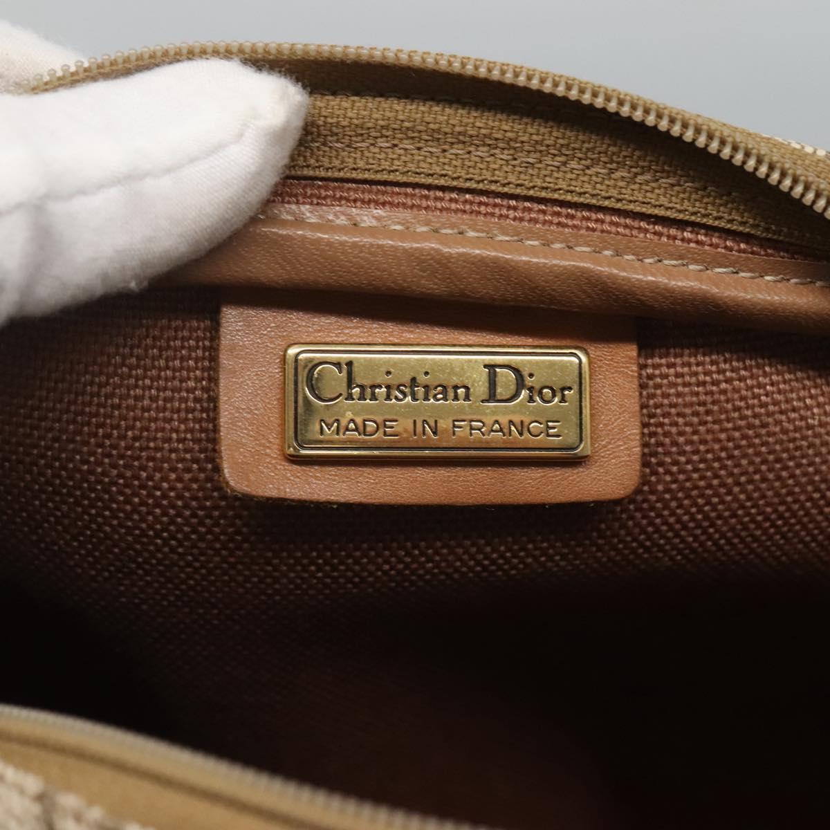 Christian Dior Honeycomb Canvas Shoulder Bag PVC Beige Gold Auth sw649