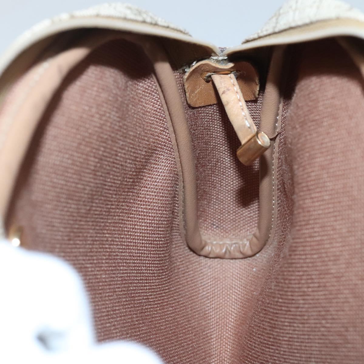 Christian Dior Honeycomb Canvas Shoulder Bag PVC Beige Gold Auth sw649