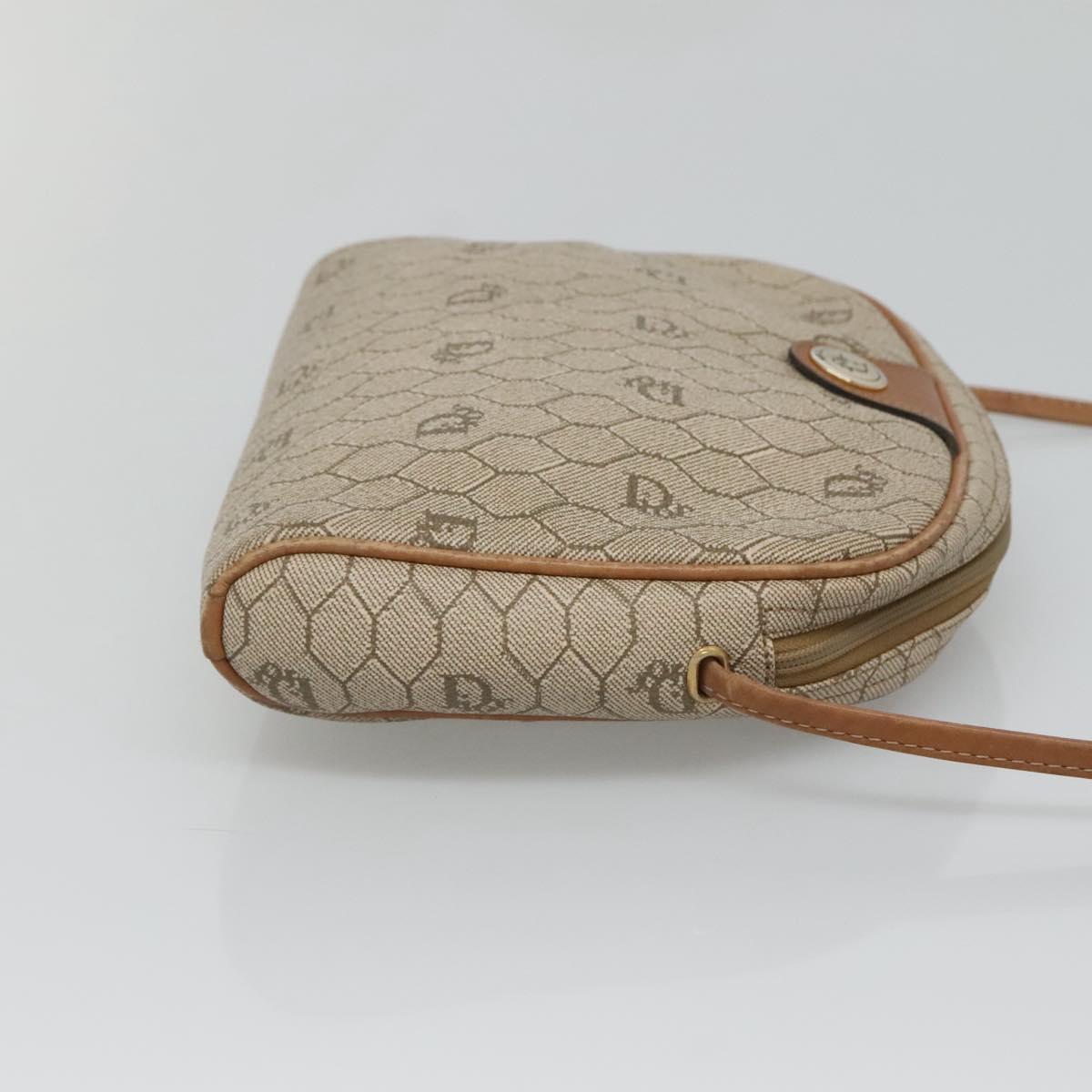 Christian Dior Honeycomb Canvas Shoulder Bag PVC Beige Gold Auth sw649