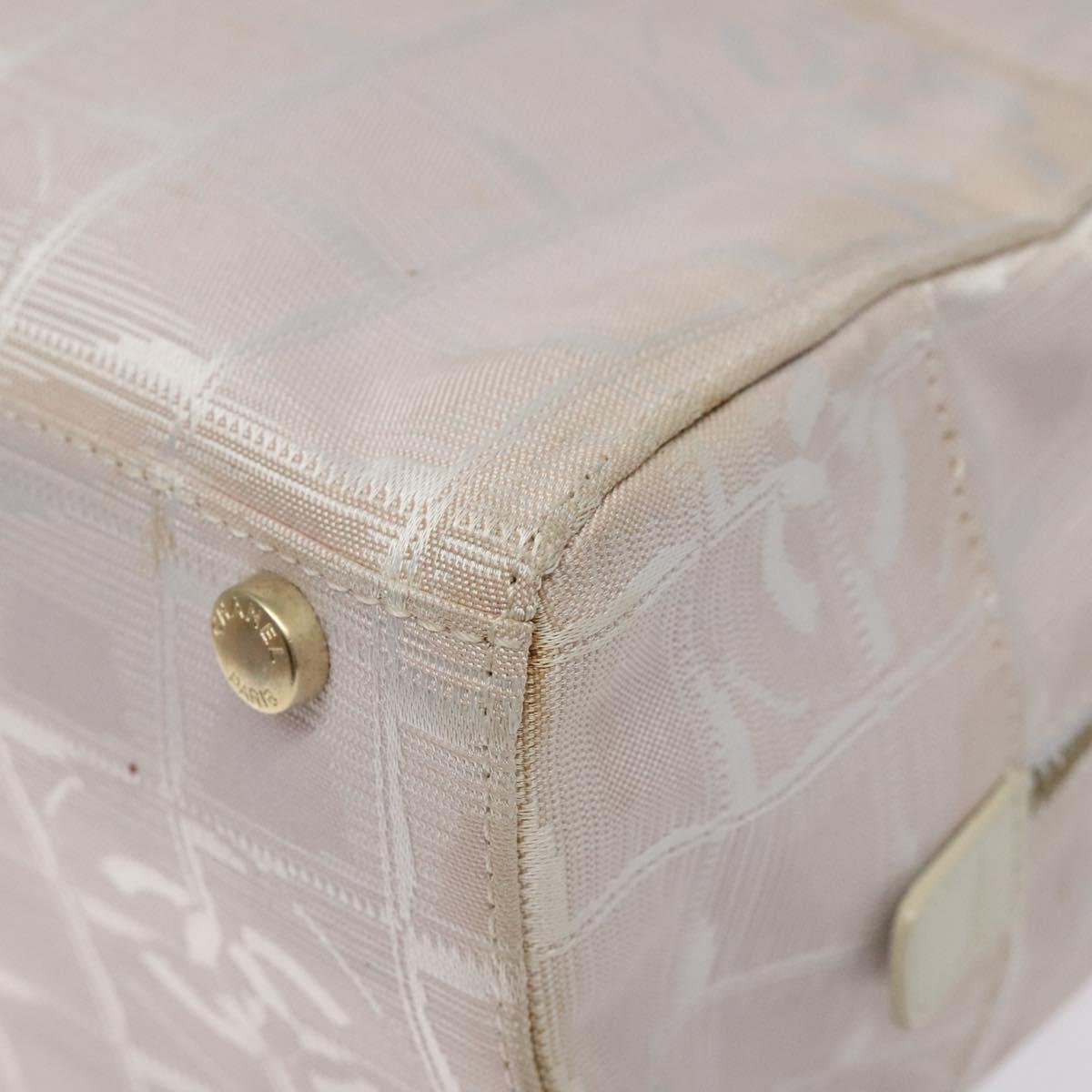 CHANEL New Travel Line Hand Bag Nylon Pink Silver CC Auth sw653